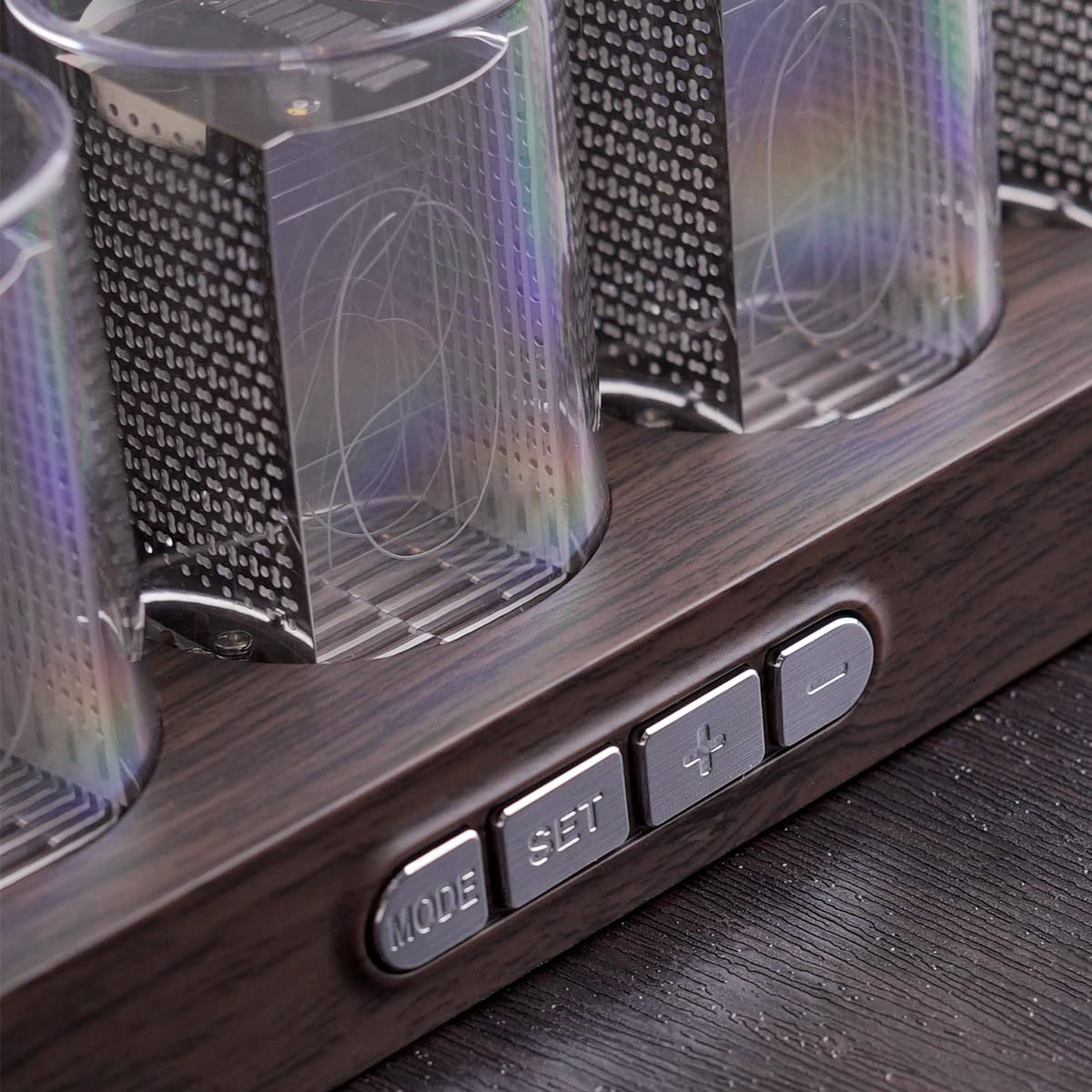Cadmos Nixie Tube Clock.Glow Tubes Analog Clock.Creative Retro Digital Variable Color.Exquisite Desktop Decoration- Gift Idea-No Assembly Required (Imitation Wood Grain)
