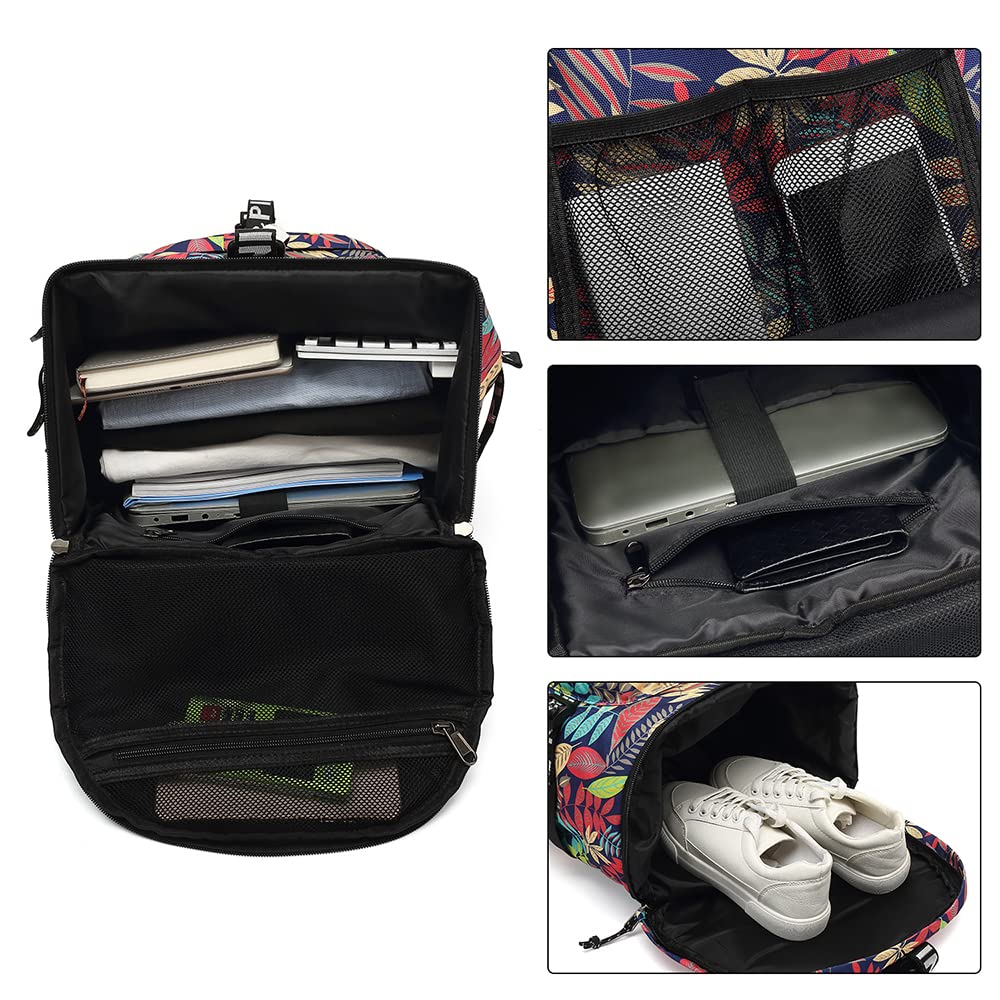 Kalesi Floral Gym Duffle Bag Backpack 4 ways for Women Waterproof with Shoes Compartment for travel Sport Hiking laptop Lightweight
