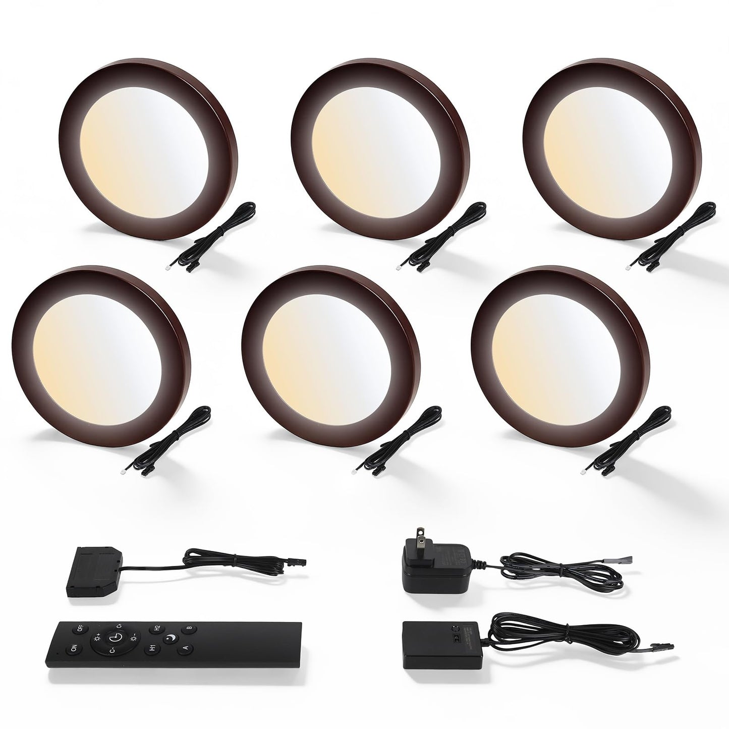 V4light LED Puck Lights, Smart Under Cabinet Lighting with Remote Control, Color Temperature Adjustable, Works with Alexa & Google Home, Plug-in Lights for Kitchen, Counter, Closet, Shelf (6 Pack)
