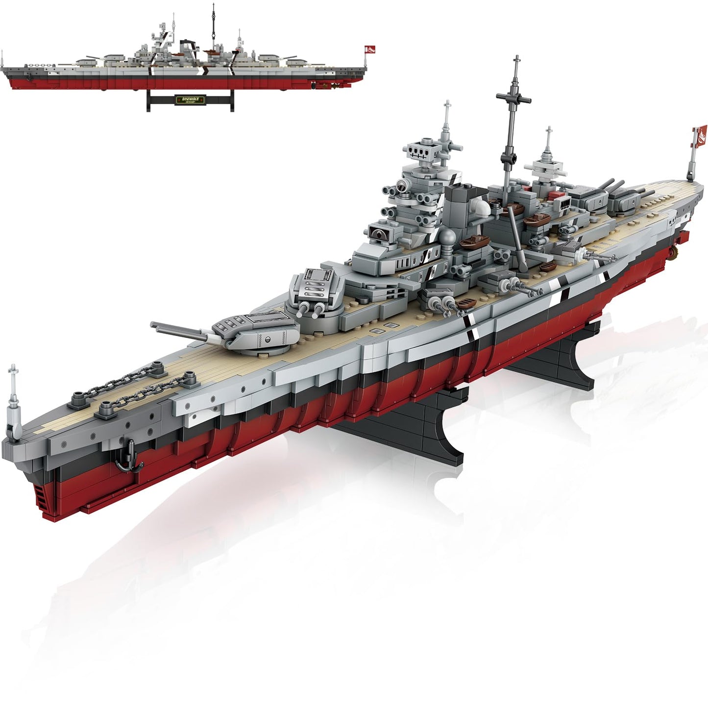 NUTCRACKER Battleship Bismarck Building Block Set - Large MOC Military World-Bismarck Class Battleship Model, Collectible Display Battle Ship Boat Toys Sets for Adults Teens Boys 14+ (2081Pieces)