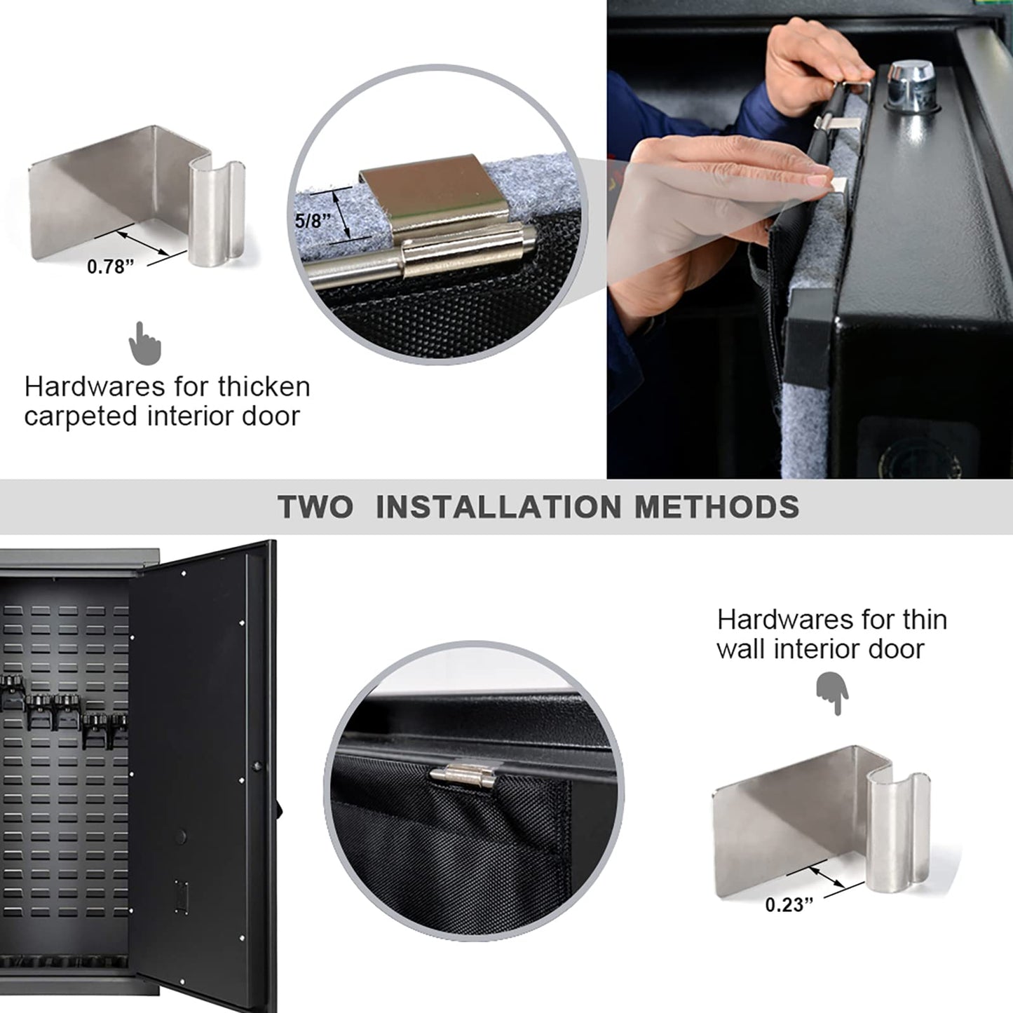 RAYMACE Gun Safe Door Panel Organizer 10W*46H inch，Adjustable Width to 13 Inch, Pistols and Documents Storage Solution