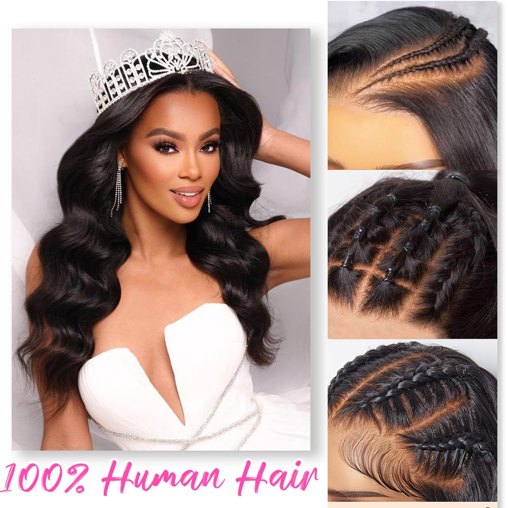 YUNXING 30 Inch 13x6 Body Wave Lace Front Wigs Human Hair Pre Plucked 200% Density HD Lace Frontal Wigs Human Hair For Women 10A Body Wave Glueless Wigs Human Hair With Baby Hair