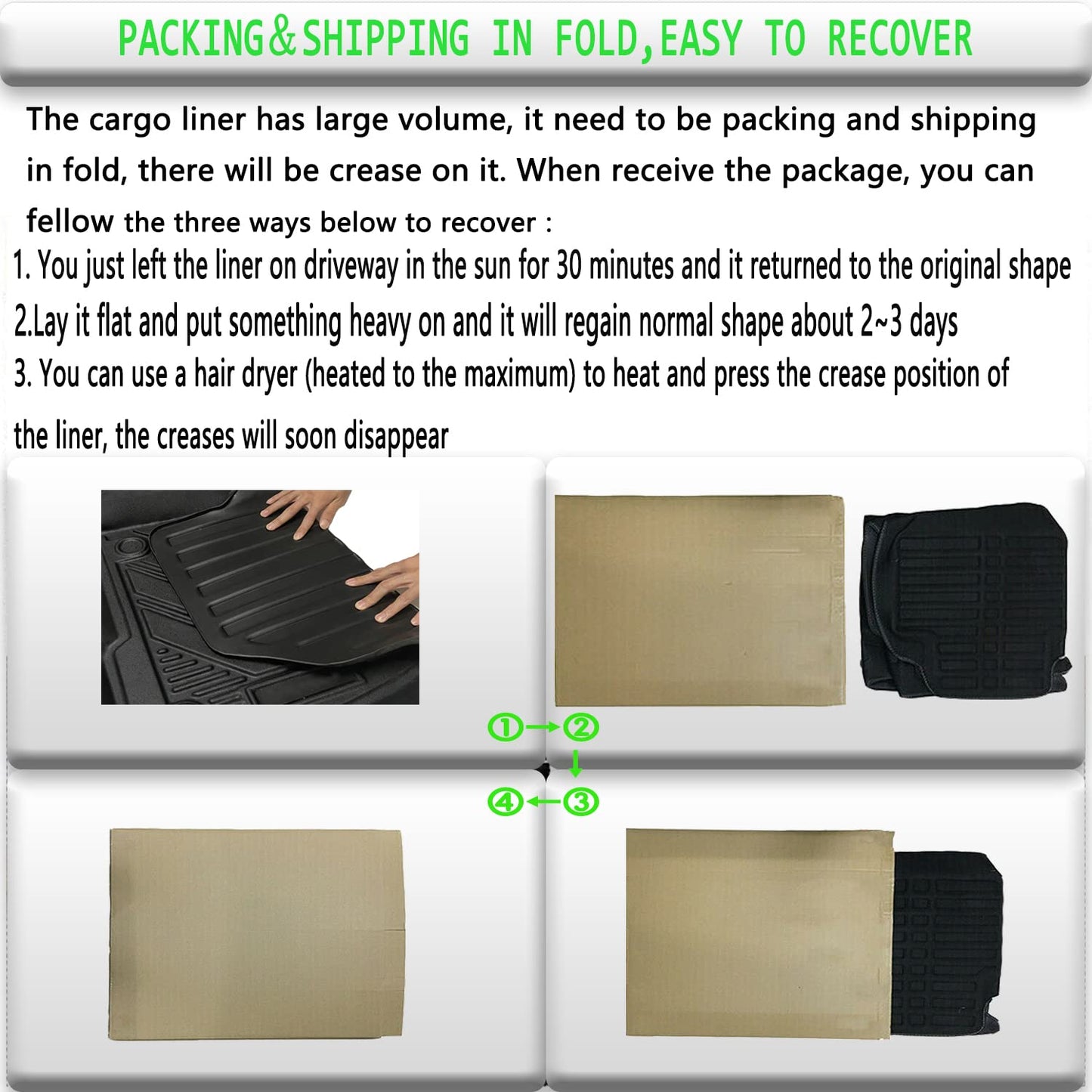 All Weather Rear Cargo Liners Trunk Tray Mats Protector Custom Compatible with 2013 2014 2015 2016 2017 Honda Accord, 3D Waterproof Durable Odorless Flexible Black TPO Accessories