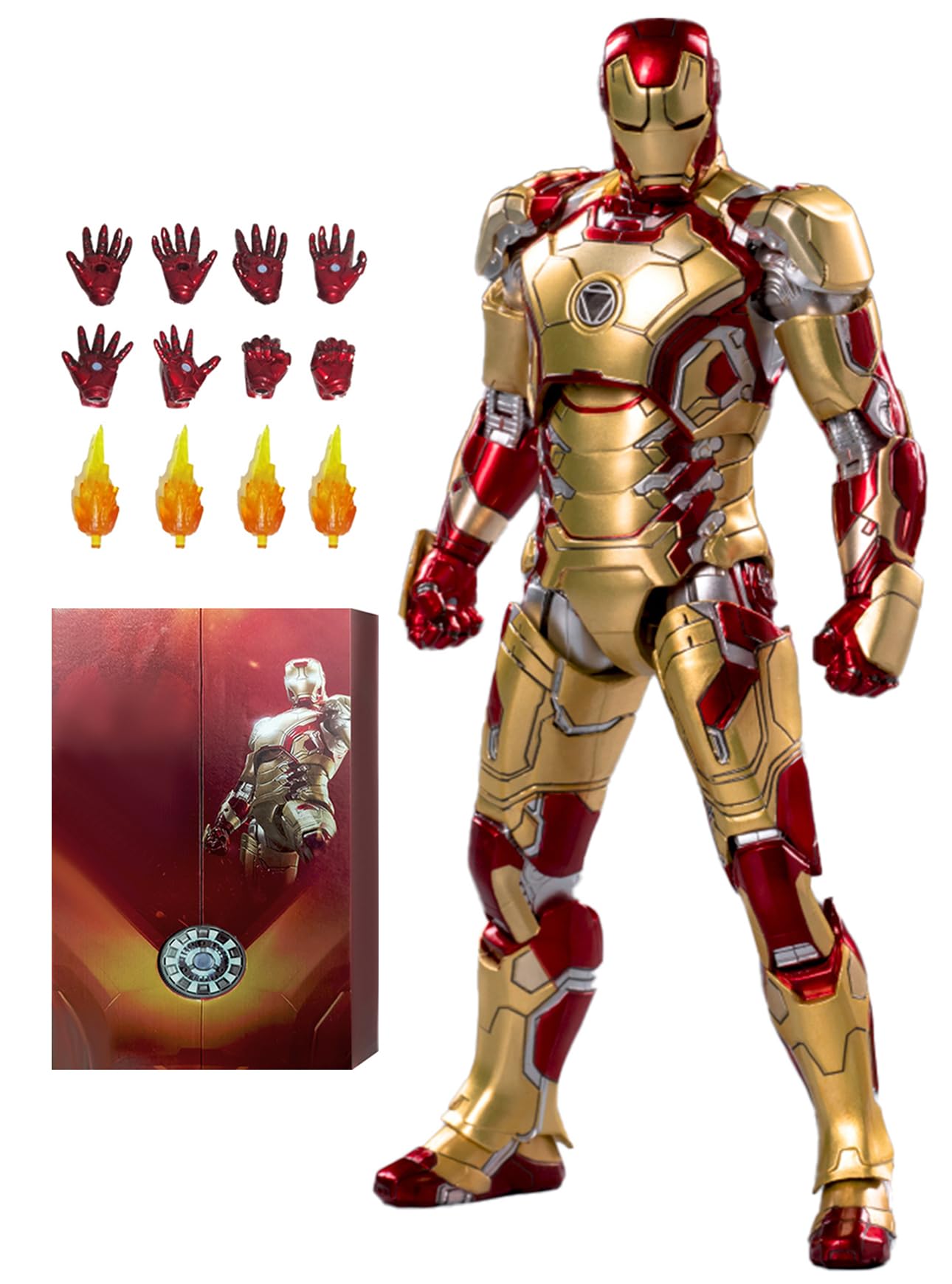 OVONNI 7 Inch Ironman MK42 Action Figure,Exquisite Painting Collectible Figure with Lots of Accessories (1/10 Scale)