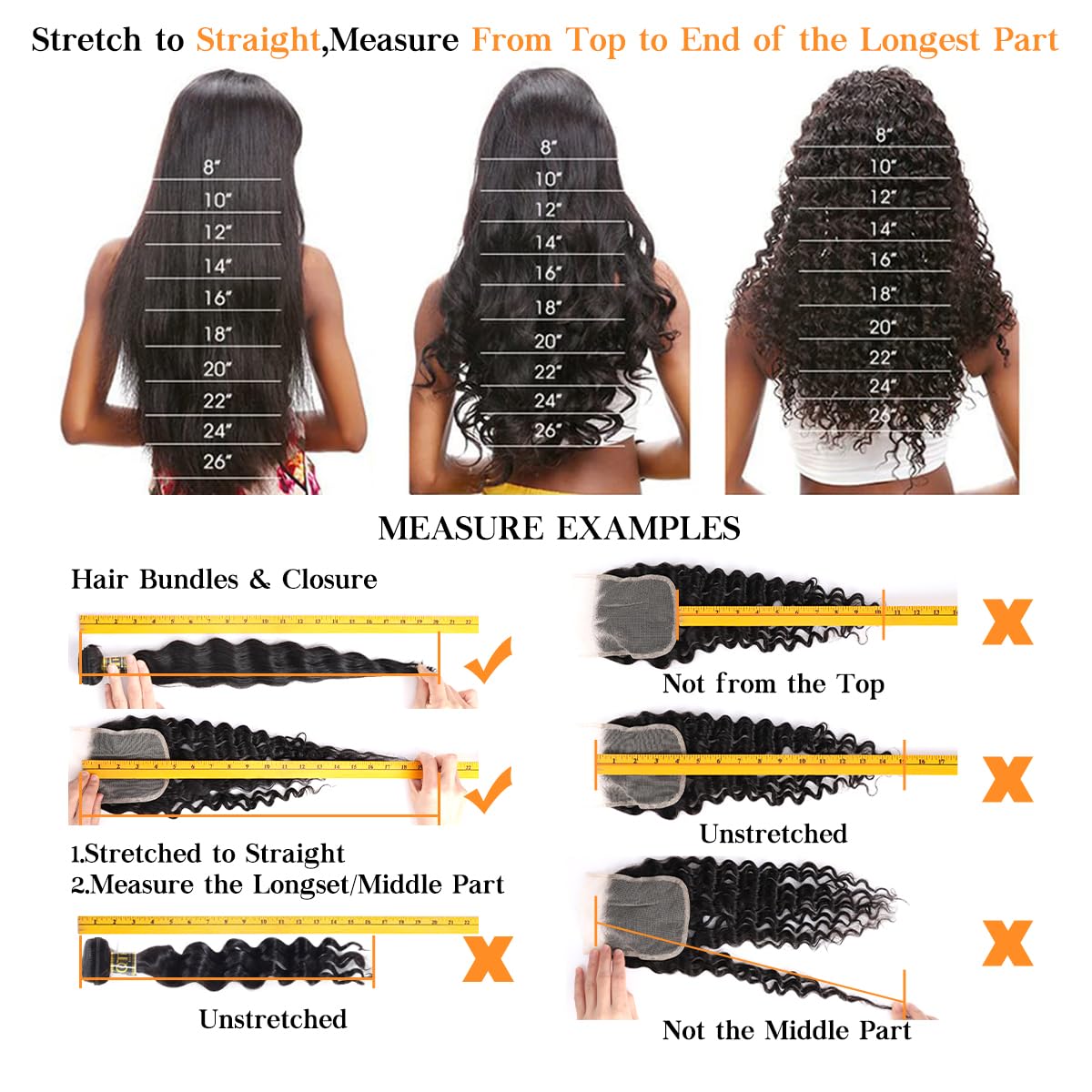 QTHAIR 14A 13x4 HD Lace Frontal Human Hair 20 Inch Deep Wave Frontal Pre Plucked with Baby Hair Ear to Ear Transparent Lace Frontal Closure 100% Virgin Deep Wave Human Hair Frontal 1B Natural Black