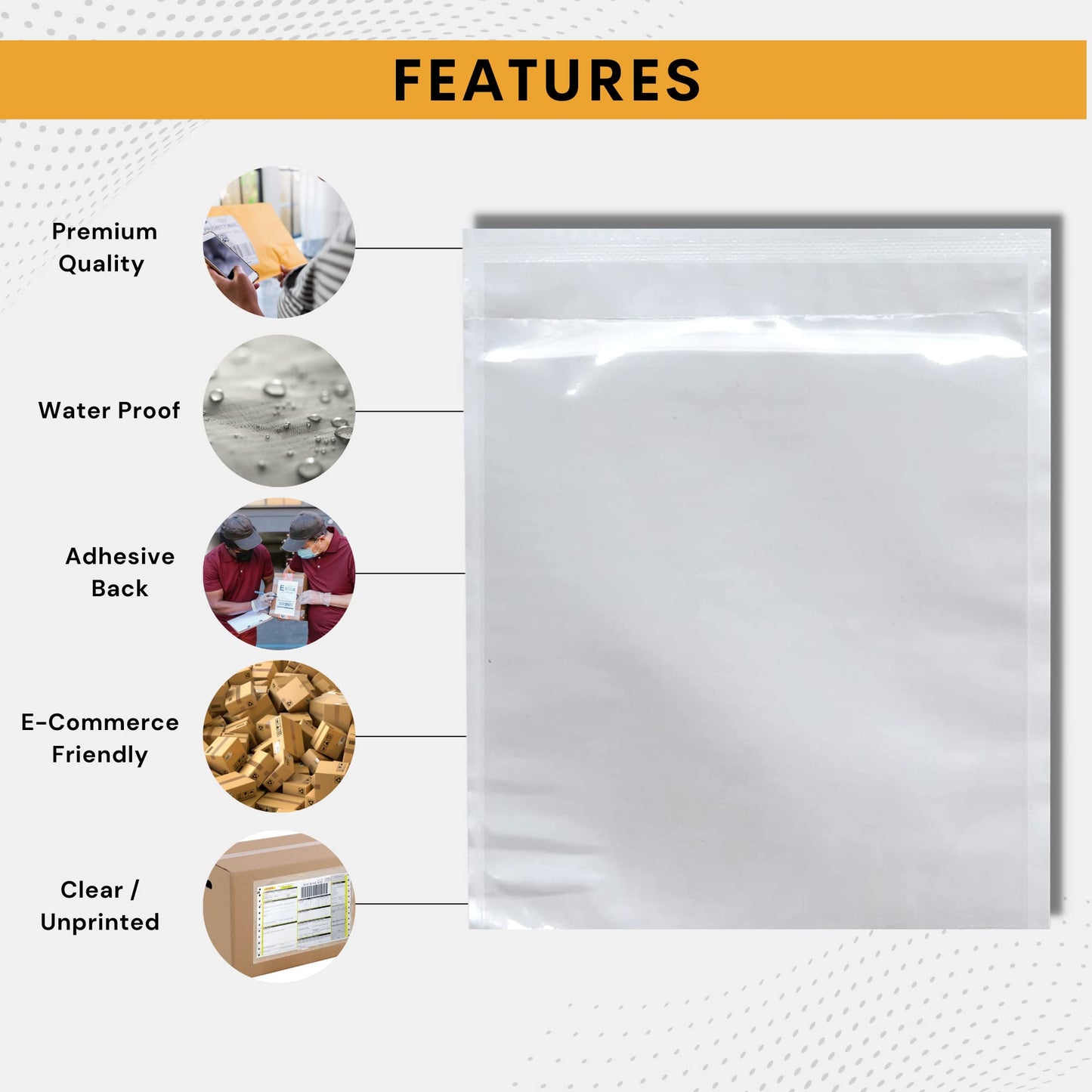200 Pack 6"x10" Shipping Label Sleeves - Packing Slip Envelope Pouches with Self-Adhesive Peel & Seal - Clear Unprinted Plastic & Waterproof Mailing List Holder Ideal for Labels, Invoice & Documents