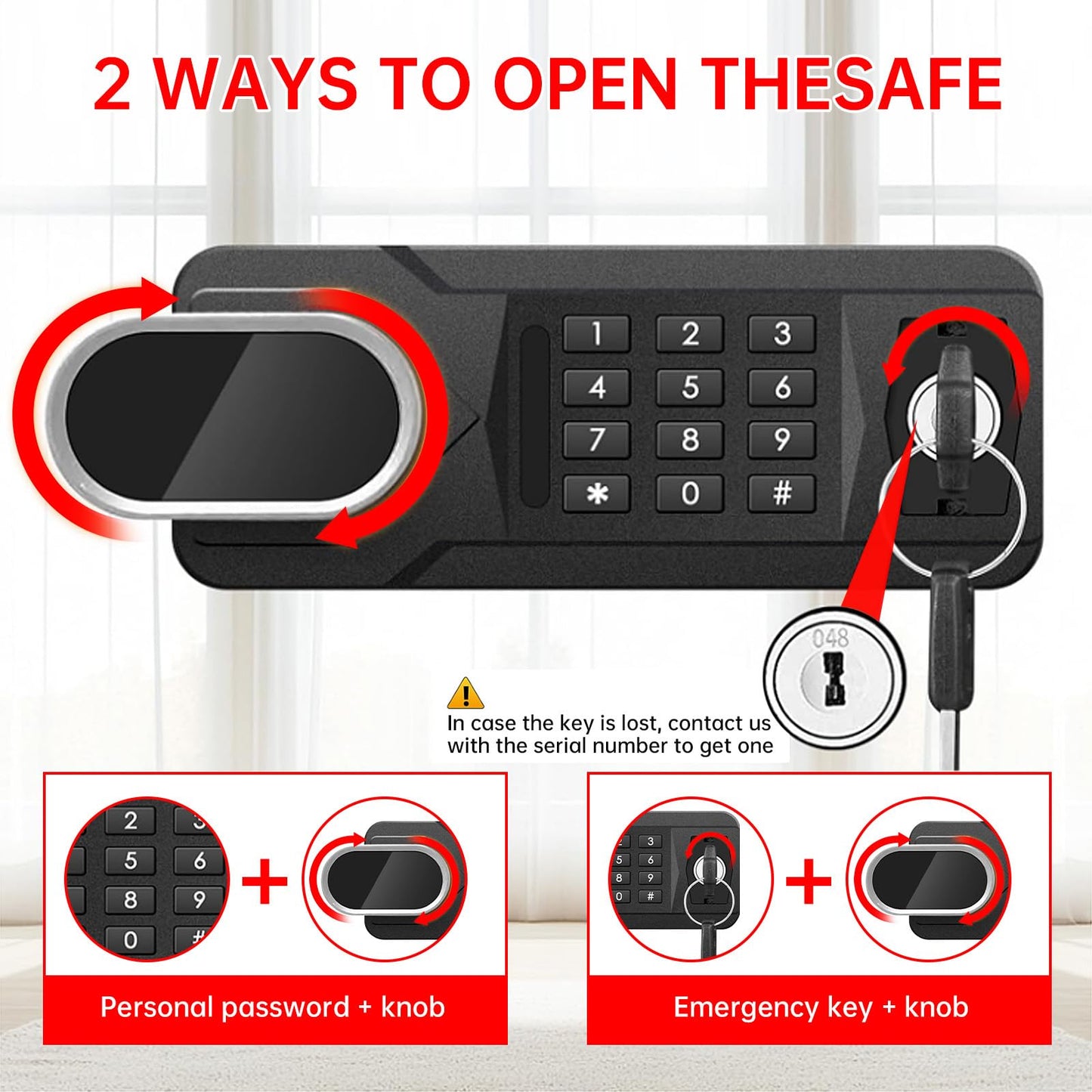 3.3 Cubic Feet Large Safes for Home Use Fire and Water Proof, Anti-Theft Digital Security Safe Box With Programmable Keypad & Spare Keys, Home Safes Water and Fireproof for Documents Money Valuables
