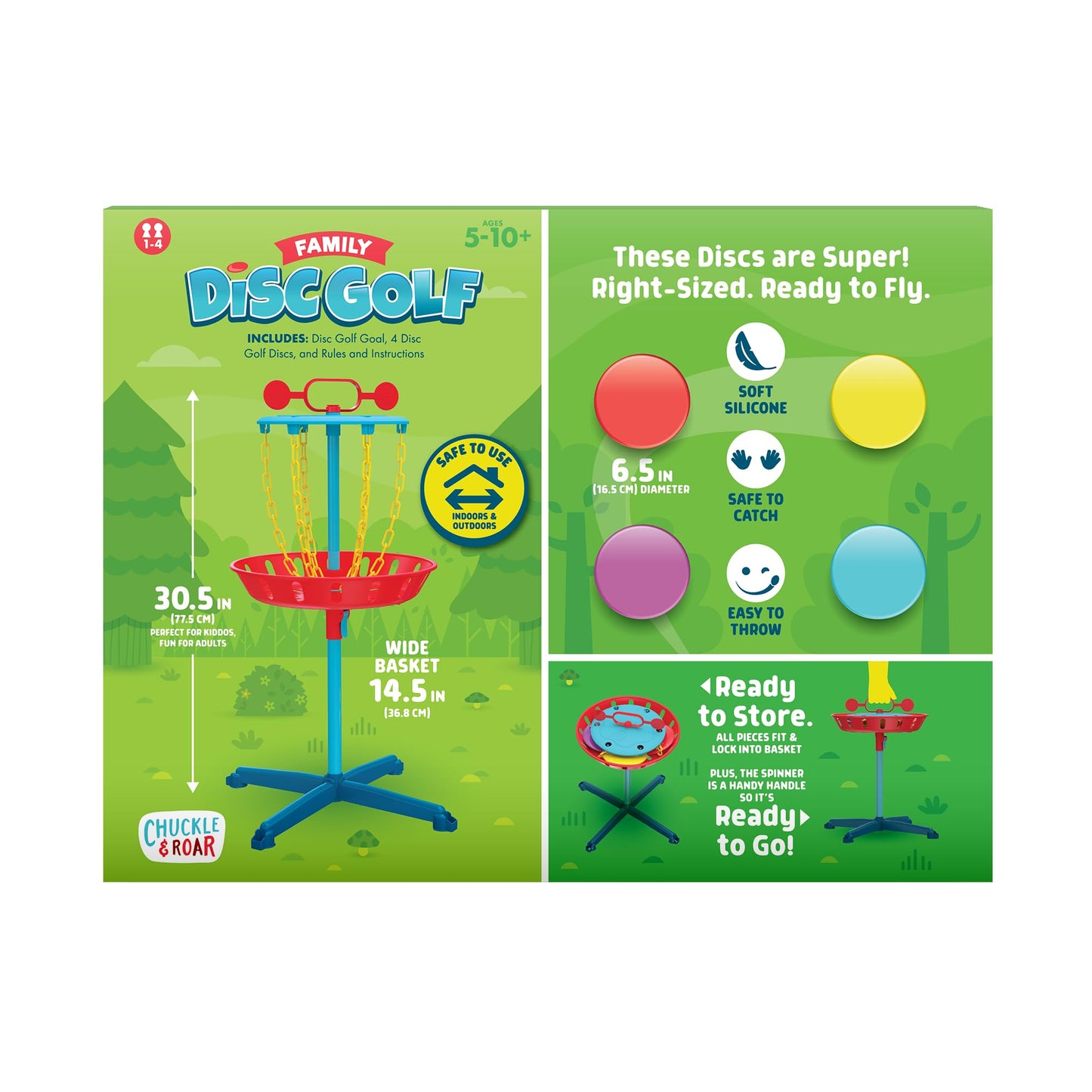 Chuckle & Roar - Family Disc Golf - Indoor or Outdoor - Fun and Family Friendly Introduction to Disc Golf - Safe and Durable - Ages 3 and Up
