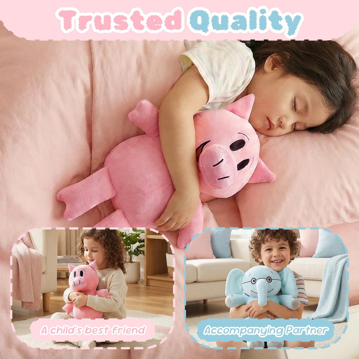 NUWDYSNN Elephant and Piggie Picture Book Plush Toy Stuffed Elephant Plush Toy Set of 2 (Elephant 33cm, Piggy 230cm