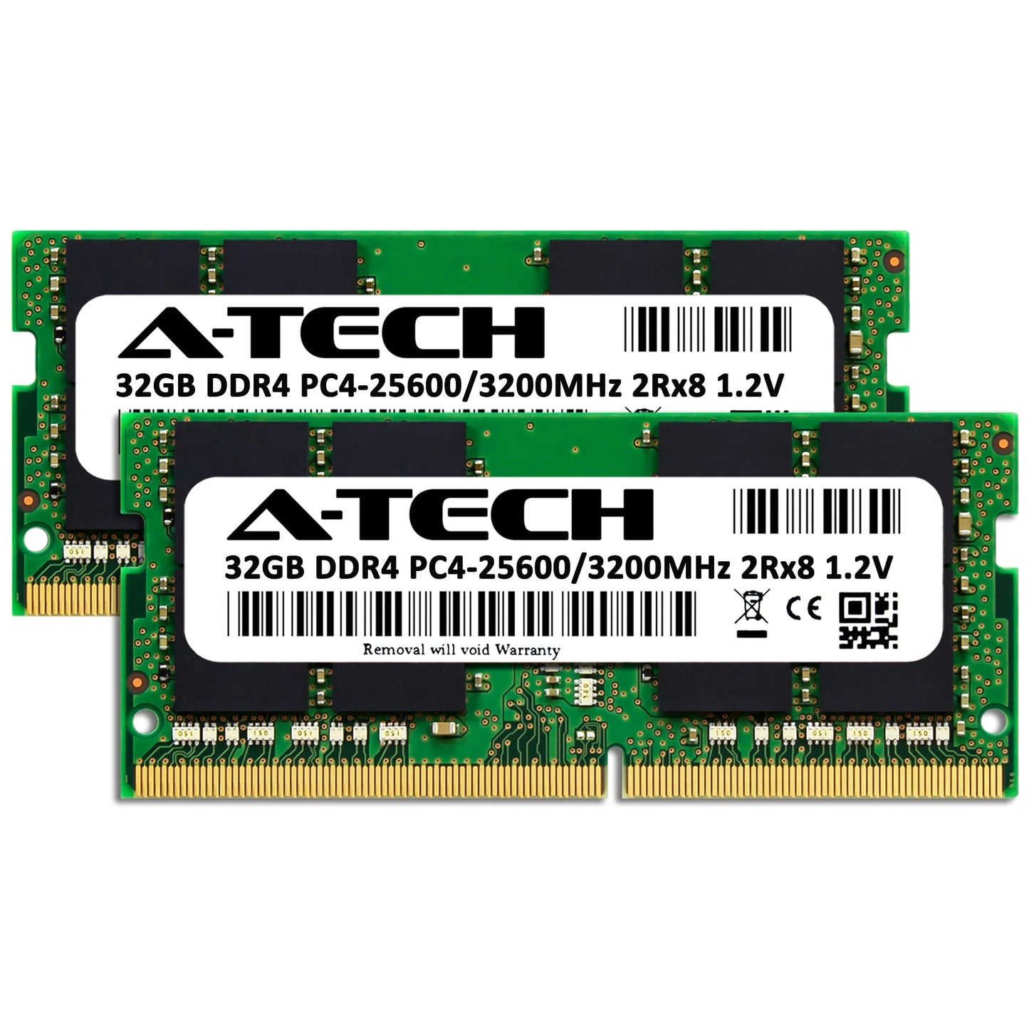 A-Tech 64GB (2x32GB) DDR4 3200 MHz SODIMM PC4-25600 (PC4-3200AA) CL22 2Rx8 Non-ECC Laptop RAM Memory Modules