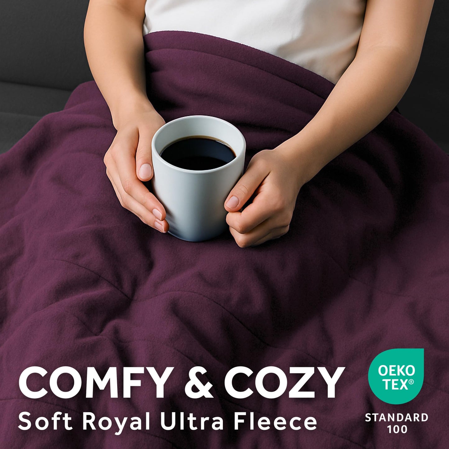 Sunbeam Royal Ultra Fleece Heated Electric Blanket Twin Size, 84" x 62", 12 Heat Settings, 12-Hour Selectable Auto Shut-Off, Fast Heating, Machine Washable, Warm and Cozy, Claret
