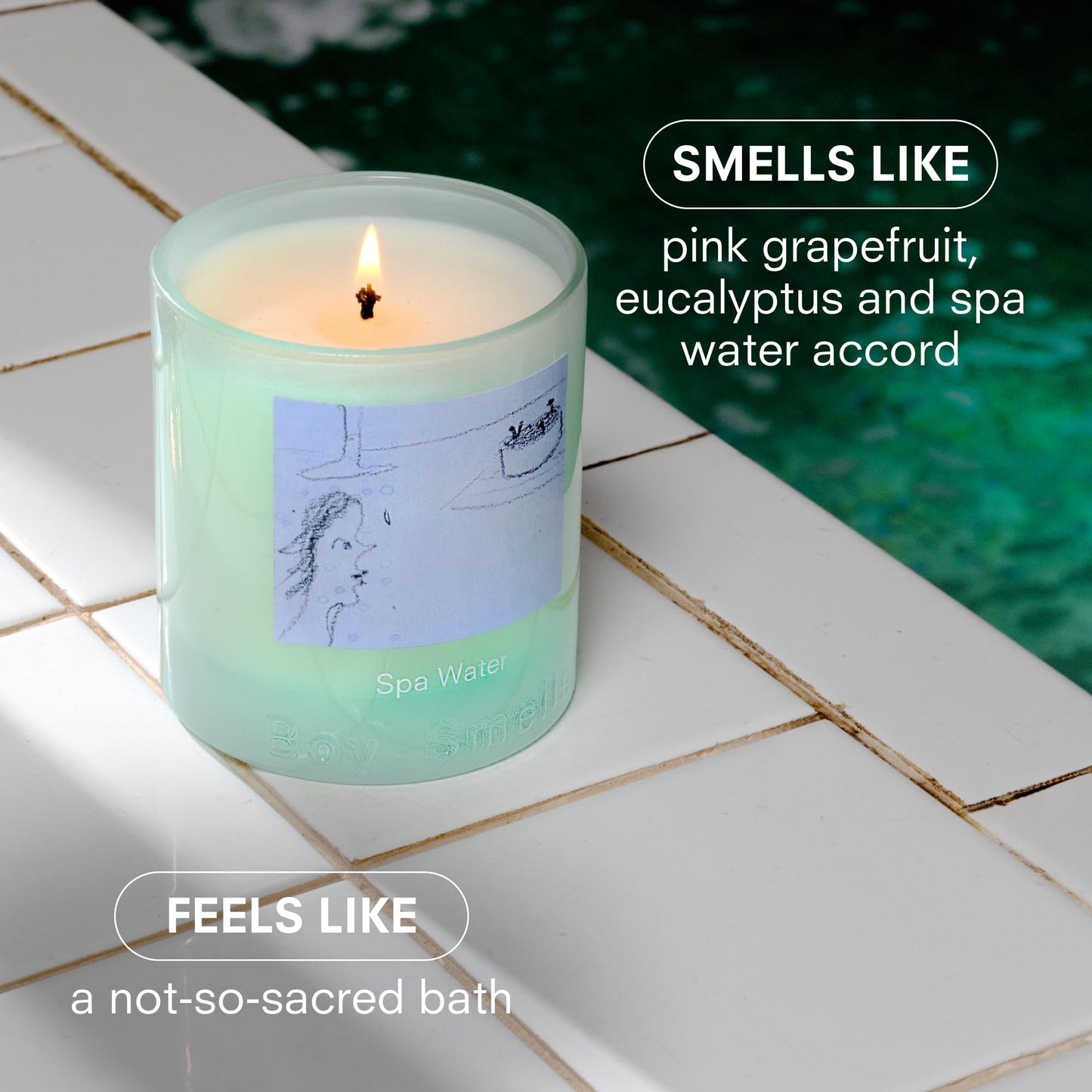 Boy Smells Spa Water Scented Candle – 8.5oz – Pink Grapefruit, Eucalyptus & Sandalwood – Fresh Aquatic Soy Wax Candle