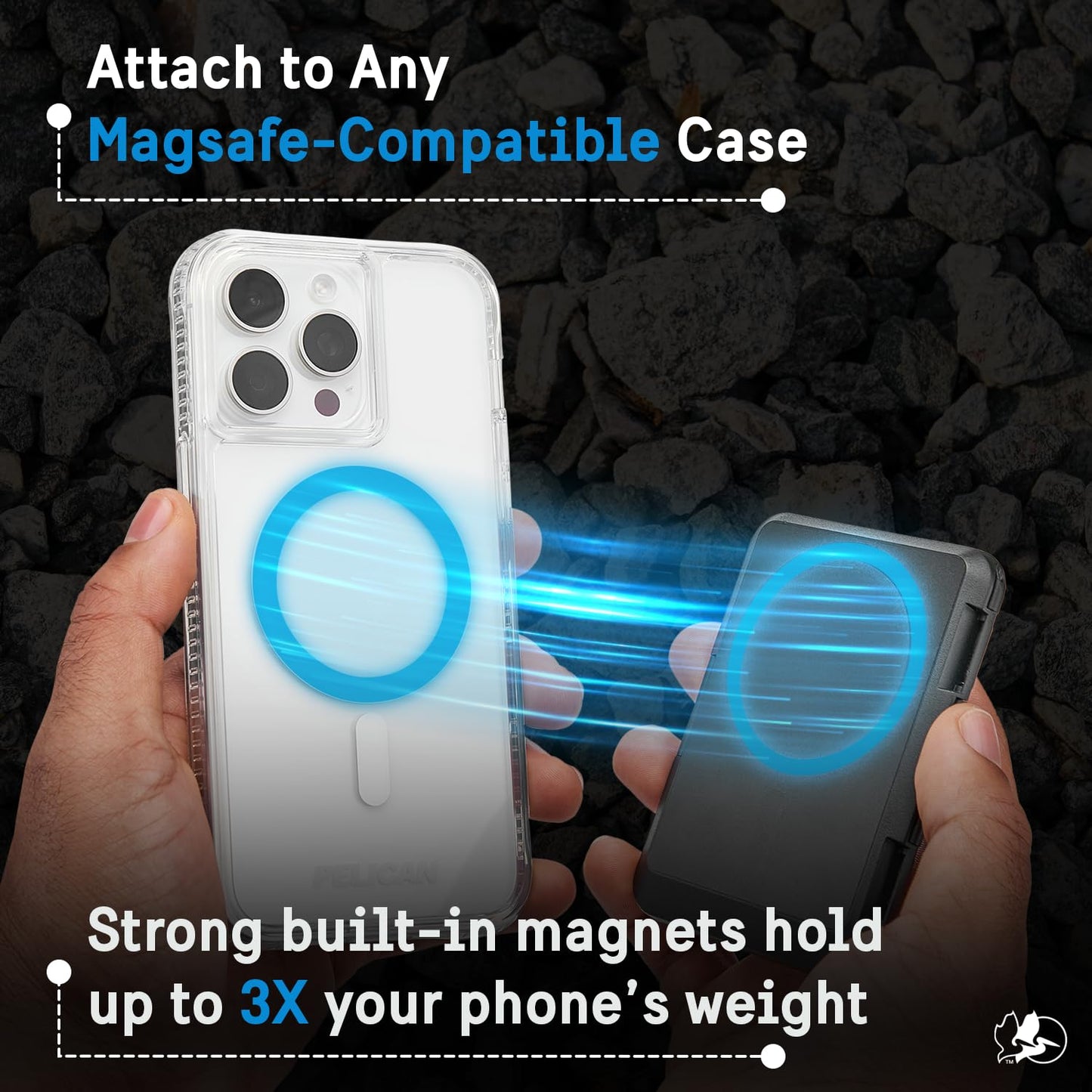 Pelican MagSafe Wallet for iPhone | Heavy Duty MIL-STD Snap-On iPhone Magnetic Wallet & Phone Card Holder | Detachable & Slim Hard Case Wallet for iPhone Pro Max 16/15/14/13/12 Series | Black