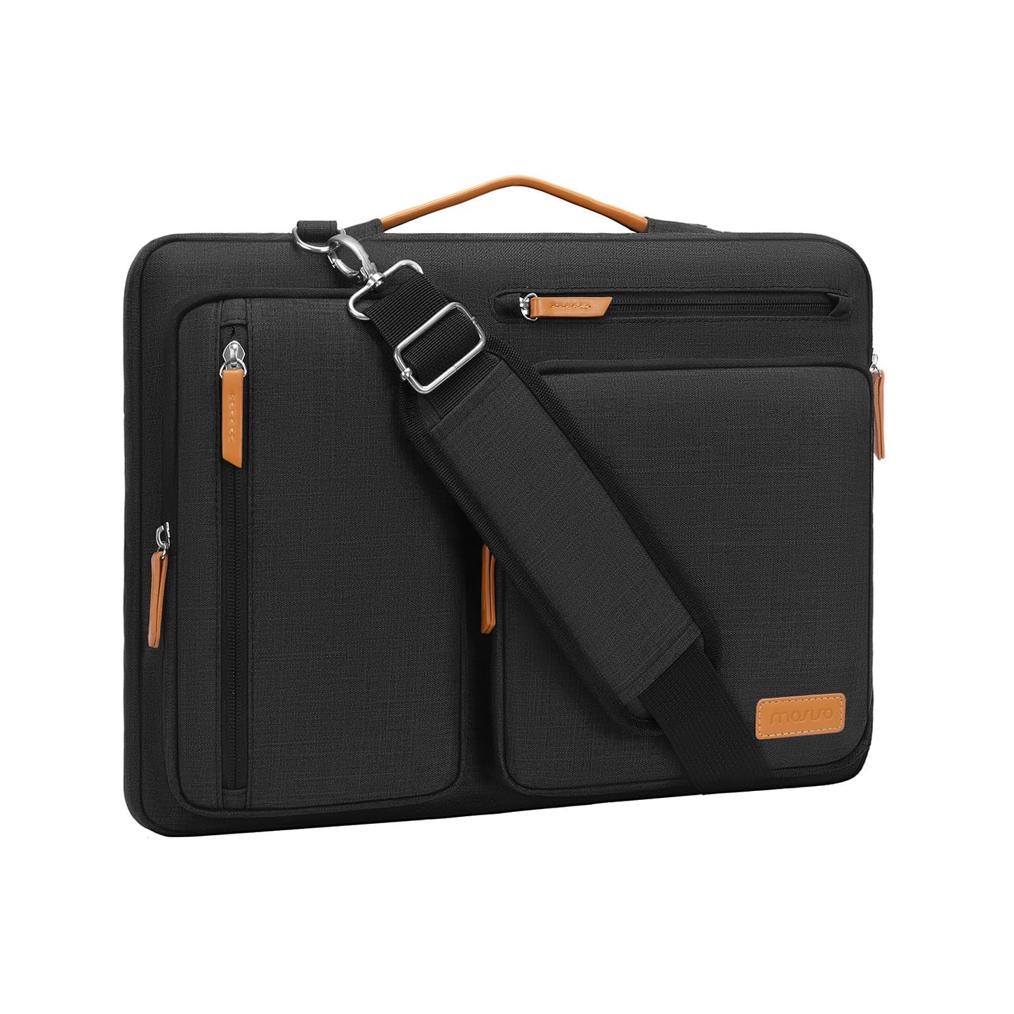 MOSISO 360 Protective Laptop Shoulder Bag,14 inch Computer Bag Compatible with HP Lenovo Dell ASUS Acer, HP, Dell Latitude, Lenovo,Side Open Messenger Bag with 4 Zipper Pockets&Handle, Black