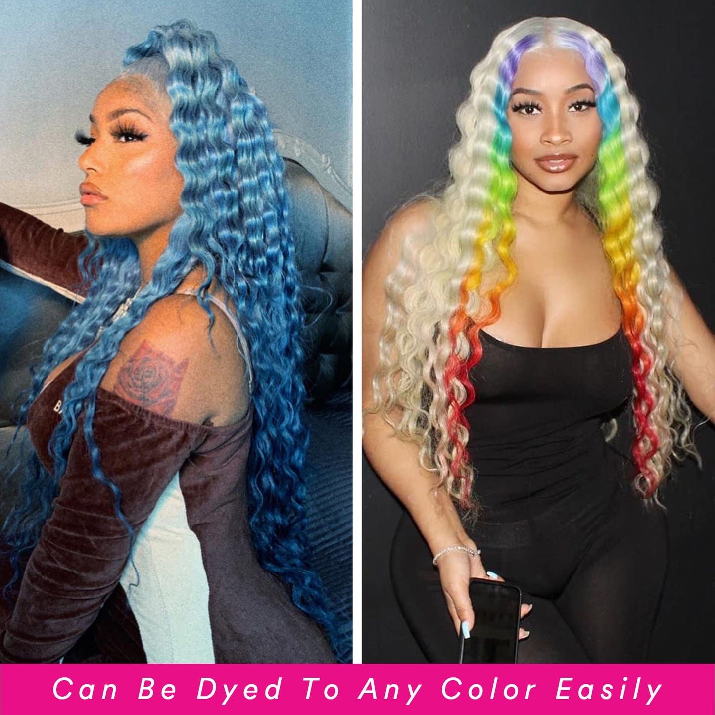 613 Lace Front Wig with 13x6 Transparent Deep Wave Lace - 180 Density, Free Part, Bleached Knots, Baby Hair - 613 HD Lace Frontal Wig for Women