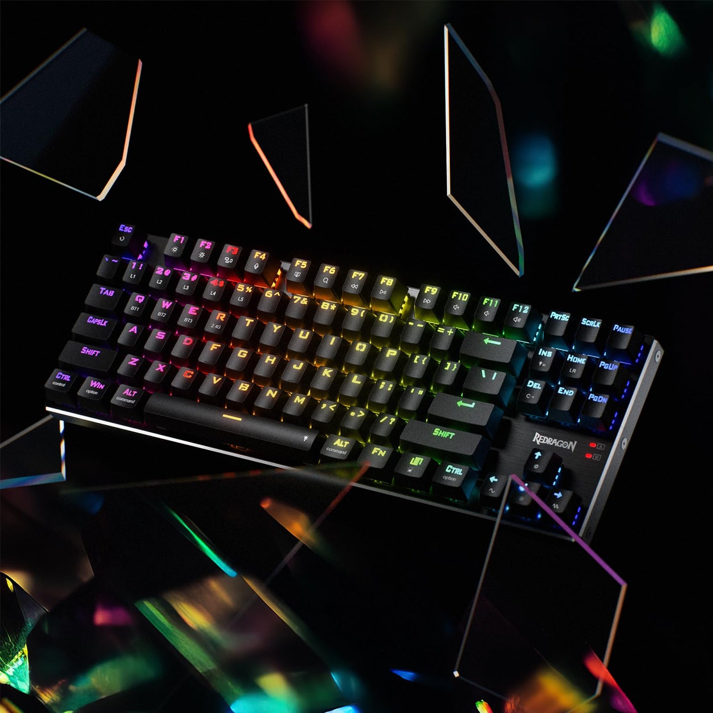 Redragon K660RGB-PRO (K556 TKL) Wireless Gaming Keyboard, 80% 87 Keys BT/2.4Ghz Tri-Mode Aluminum Mechanical Keyboard w/Mac Function Keys, Hot-Swap Sockets & Noise Absorbing Form, Red Switch