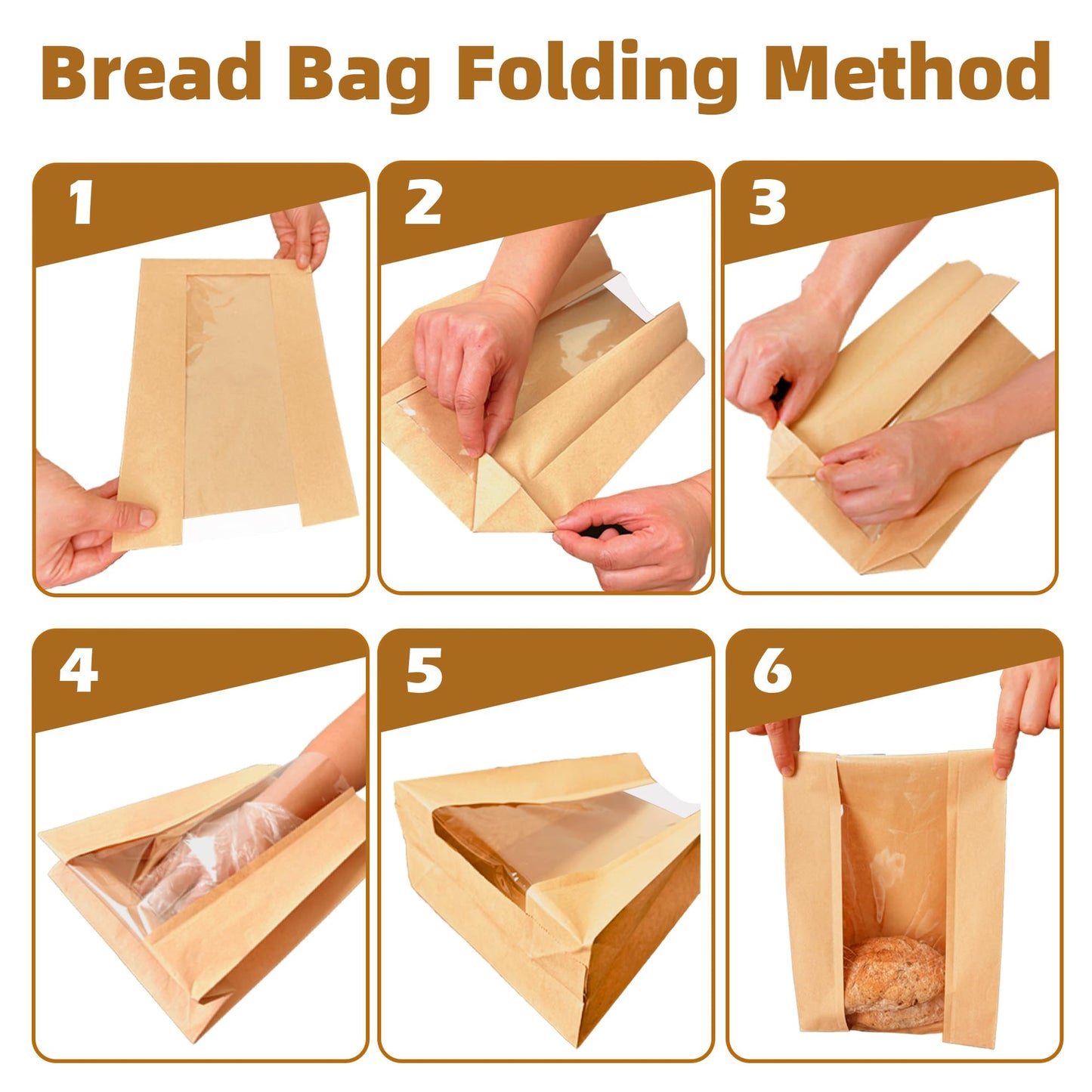 Homrelaxy 240pcs Paper Bread Bags for Homemade Bread, Sourdough Bag with Window, 13.7 x 8.3 x 3.5 Inch Large Brown Kraft Bakery Bags for Storing Loaves & Snacks, Includes 250 Sealing Stickers