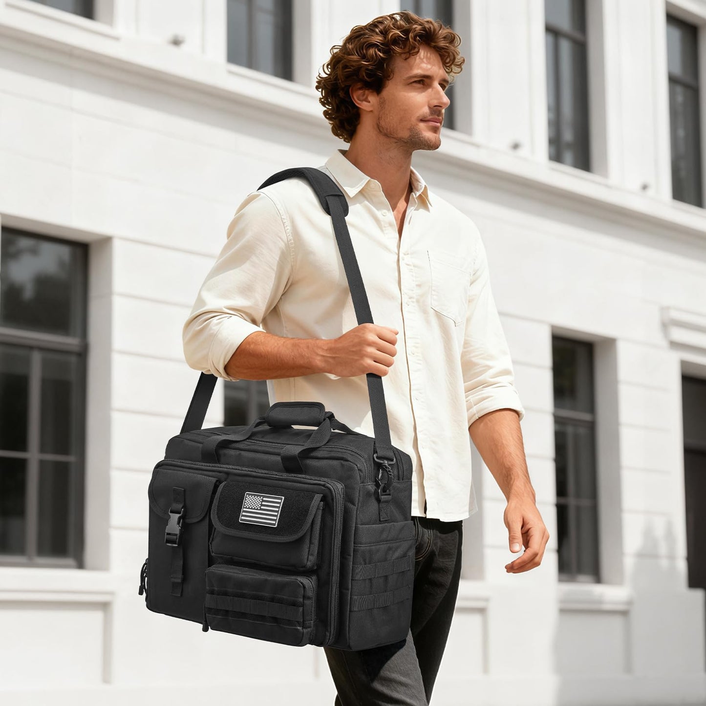 G4Free 17.3 Inch Laptop Messenger Bag for Men, 3-in-1 Backpack for Travel Work Weekender, Large Tactical Shoulder Bag (Black)