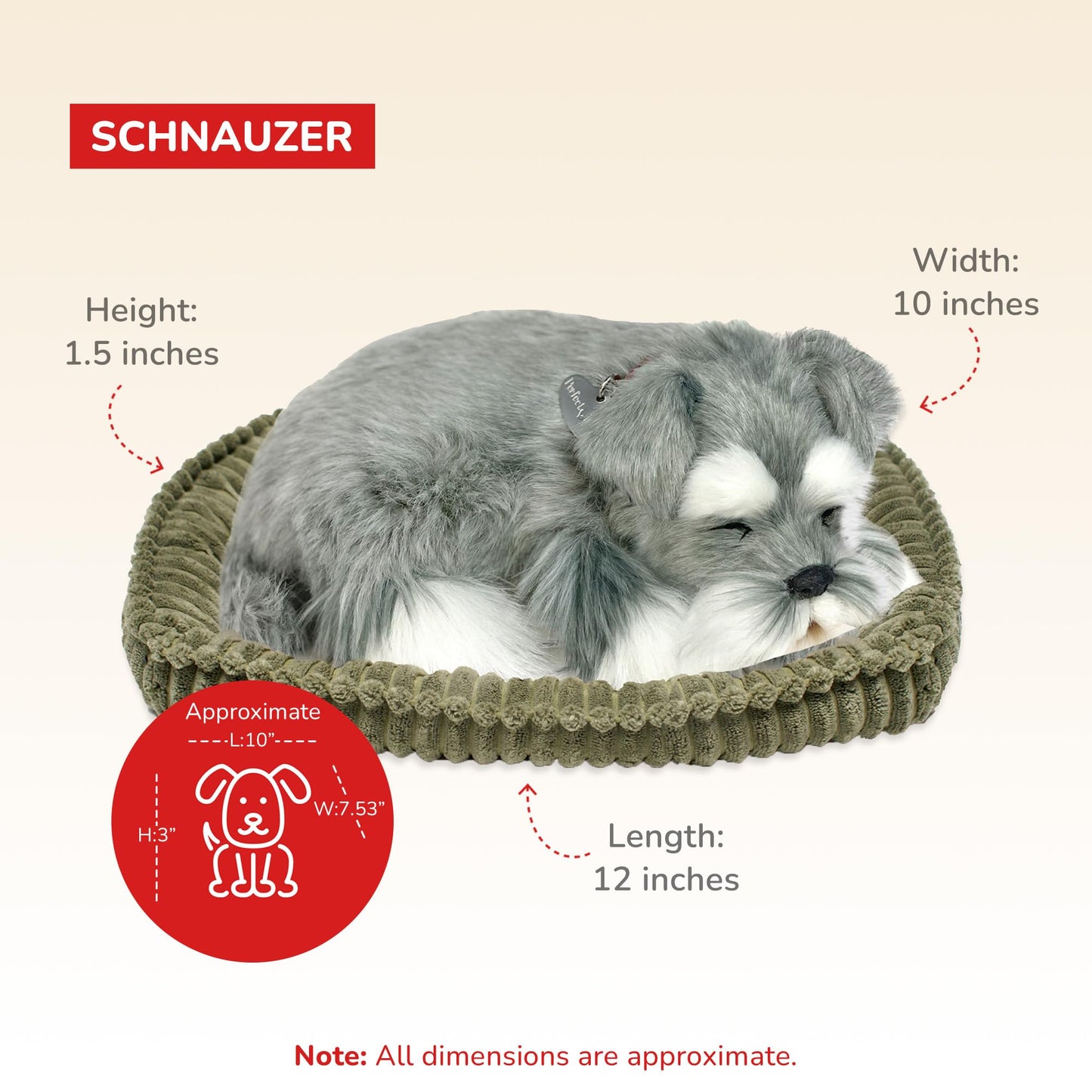 Original Petzzz Schnauzer, Realistic Lifelike Stuffed Interactive Pet Toy, Companion Pet Dog with 100% Handcrafted Synthetic Fur
