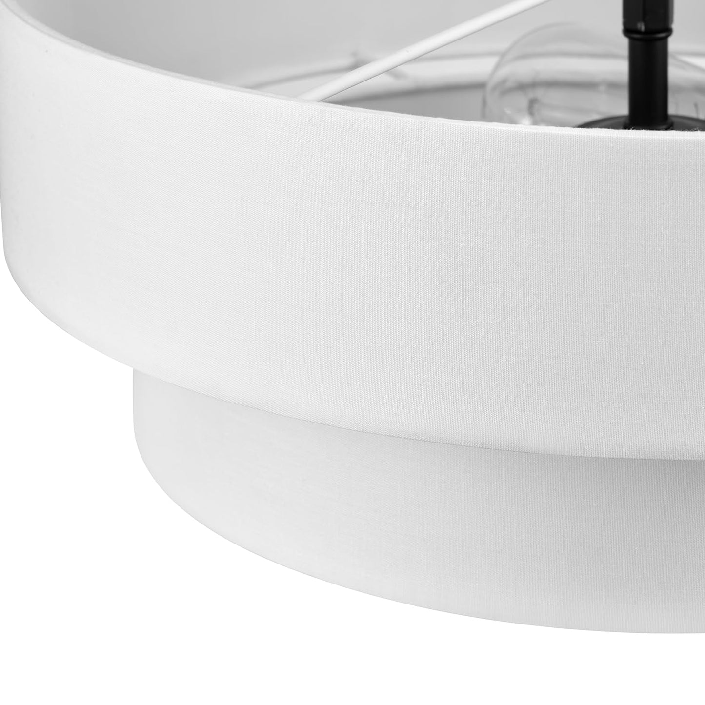 GLOBE Electric 66000138 2-Light Semi-Flush Mount Ceiling Light, Matte Black, 2-Tier, White Linen Shade, Home Improvement, Dining Room, Kitchen