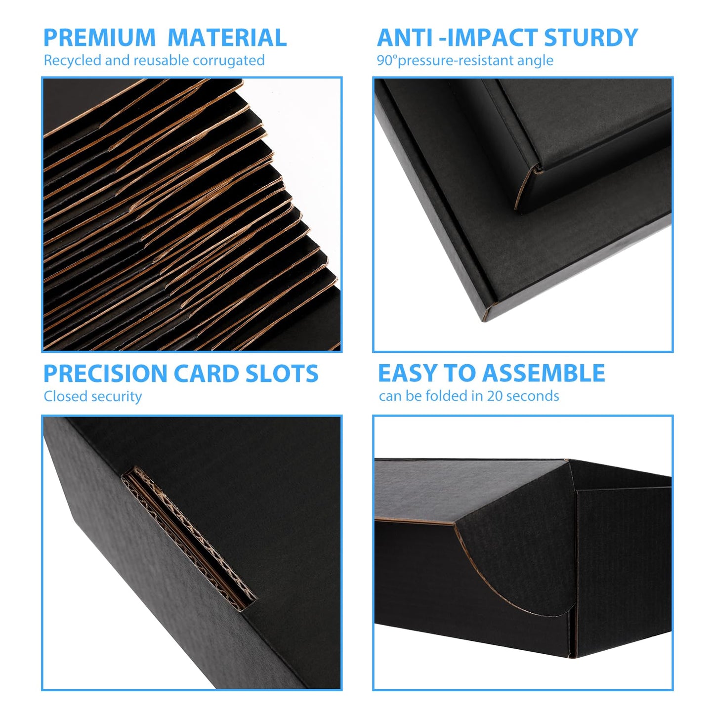 DUZCLI Black Corrugated Shipping Boxes 6x6x3 Inches, 25 Pack