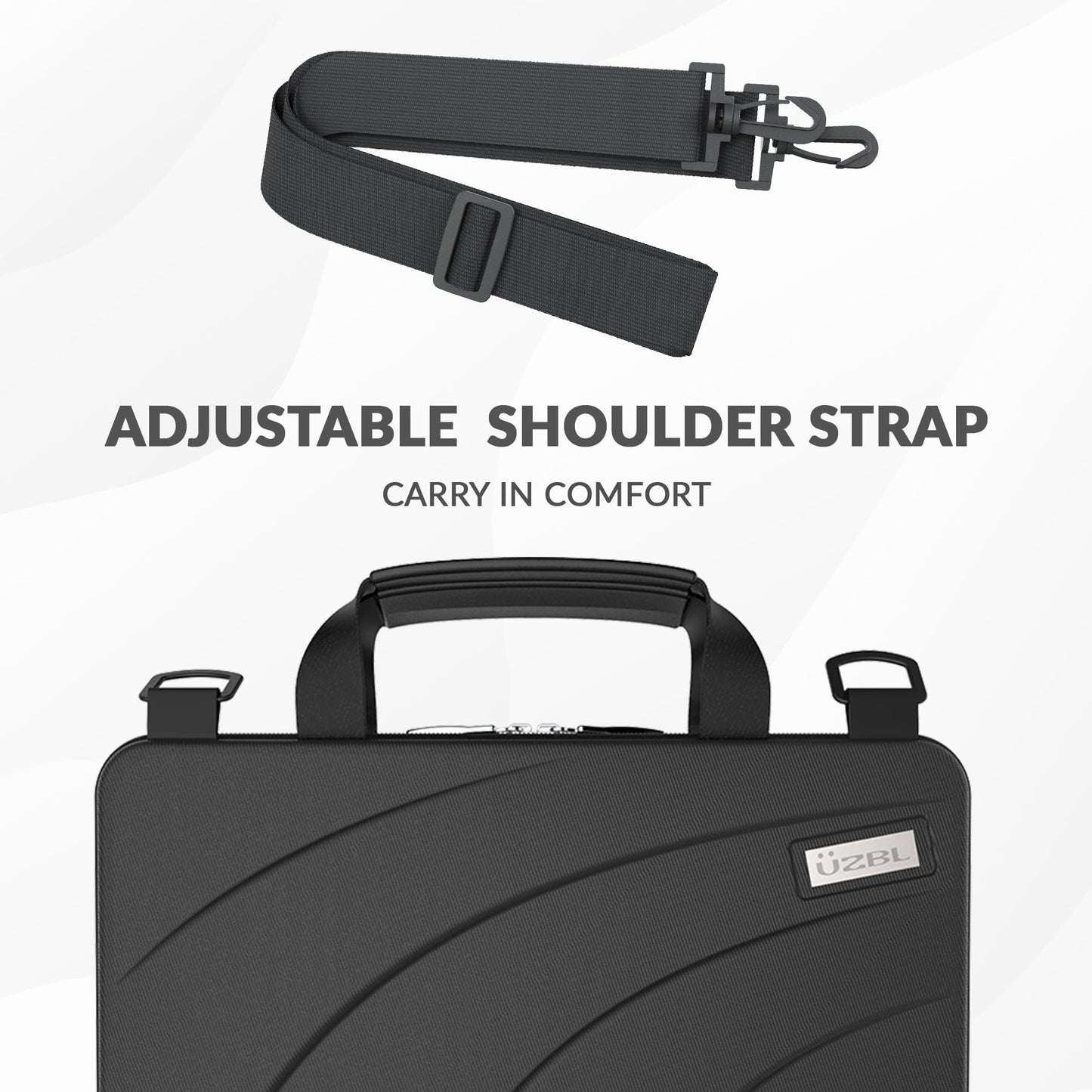 UZBL 13-14 Inch Always-on Chromebook Protective Hard Case with Adjustable Shoulder Strap and Carrying Handles