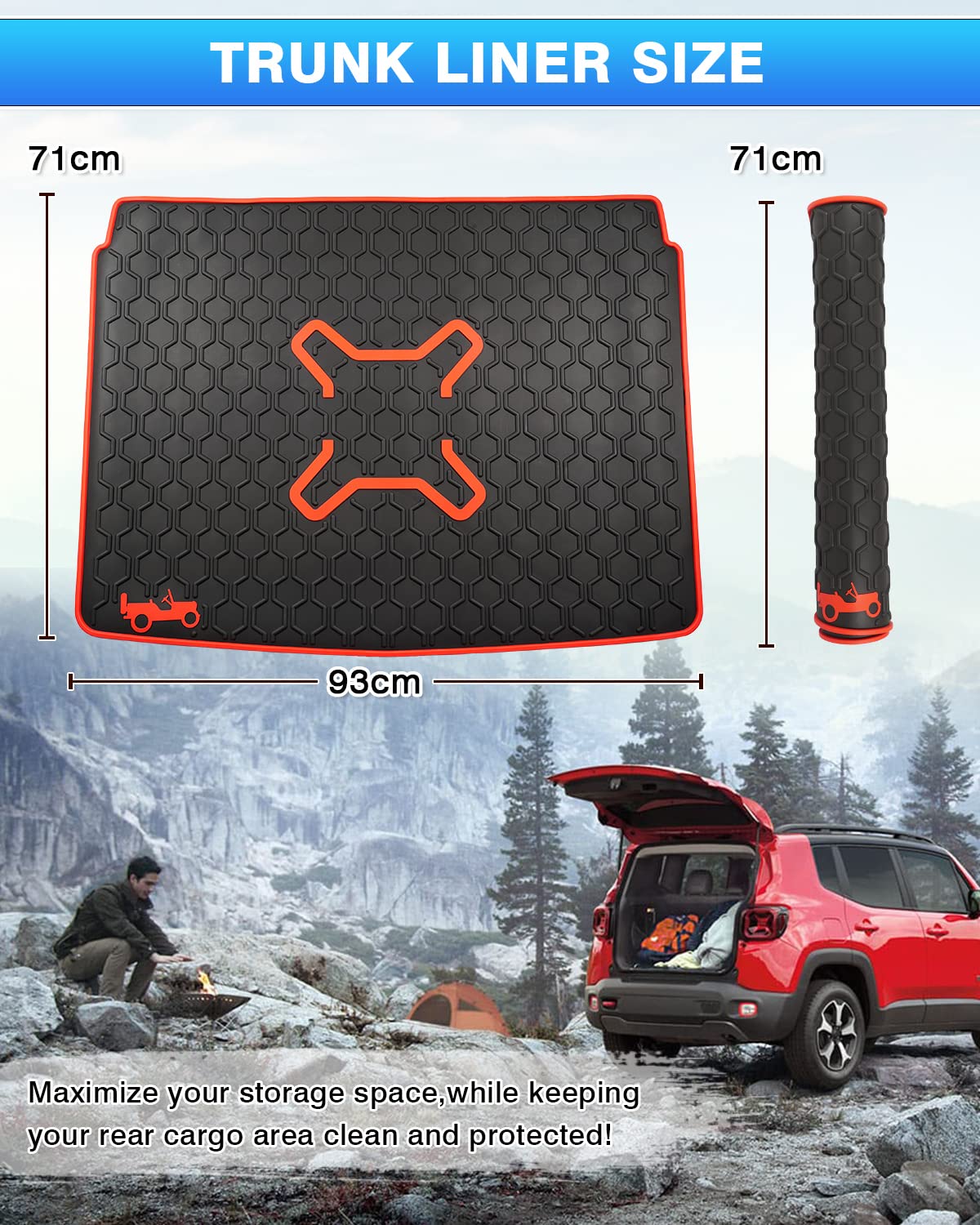 Cartist Cargo Liner Compatible with 2015-2024 Jeep Renegade Trunk Mat Car Rear Boot Liner