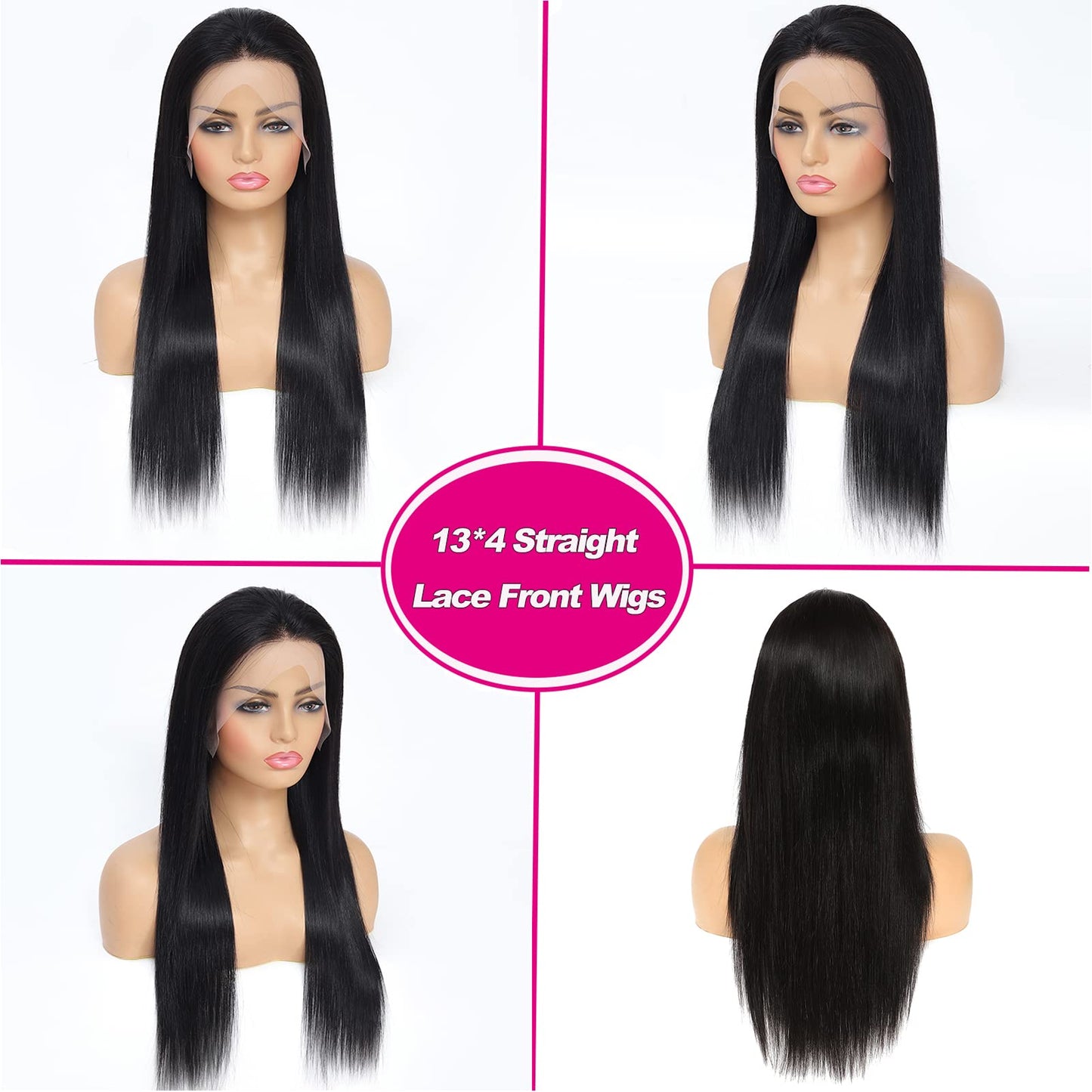 Lipai Hair Straight Lace Front Wigs Human Hair Pre Plucked 13x4 HD Transparent Lace Frontal Wigs Human Hair Natural Hairline 220% Density Glueless Brazilian Virgin Human Hair Wigs for Women 22 Inch