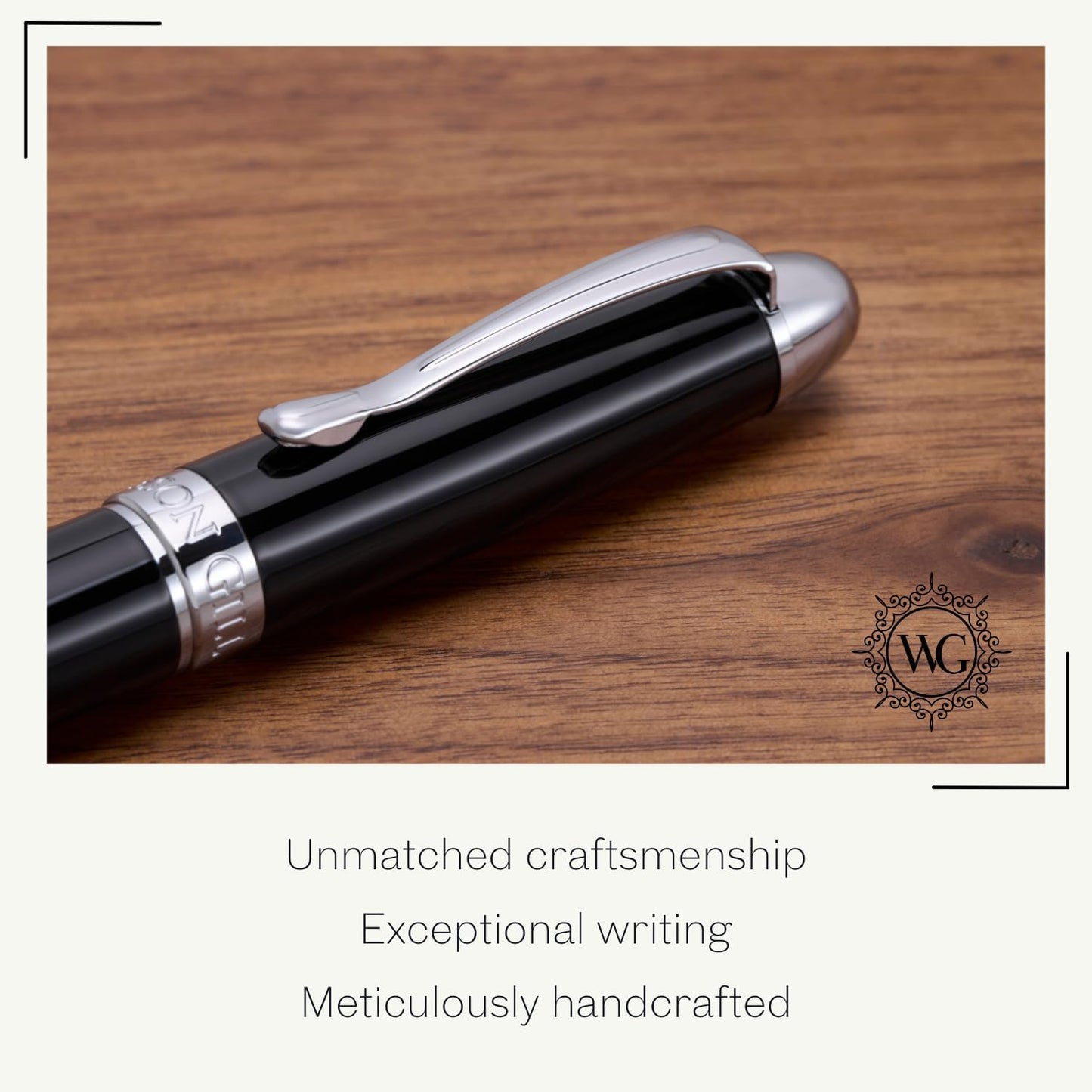 'The Boss' Black Executive Fountain Pen, Ultra Smooth Polished Resin, Premium Chrome Accents, Steel Nib, Easy Refill Ink Piston Converter, No Bleed No Smudge, Fits Our Instant Insert Ink Cartridges