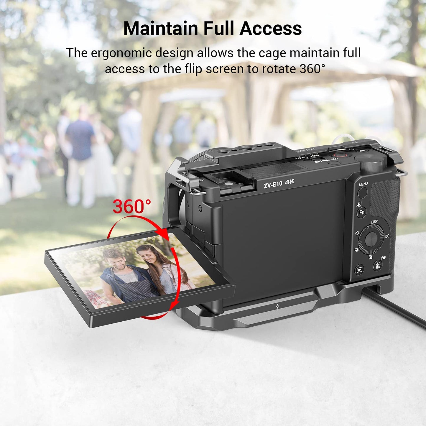 SMALLRIG ZV-E10 Cage with Silicone Handle and Built-in Threaded Holes, Cold Shoe and Quick Release Plate for Sony ZV-E10