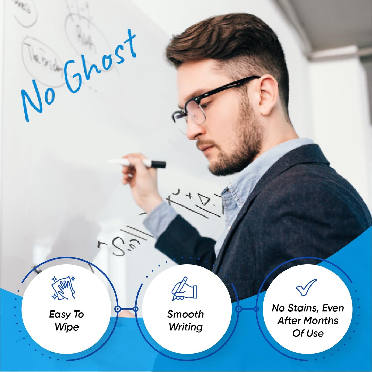 HeatPomelo White Board Paper for Wall, 80" x 36" No Ghosting Peel and Stick Dry Erase Whiteboard Roll, Stain-Proof Self-Adhesive Whiteboard Wallpaper for Home, Office, Classroom