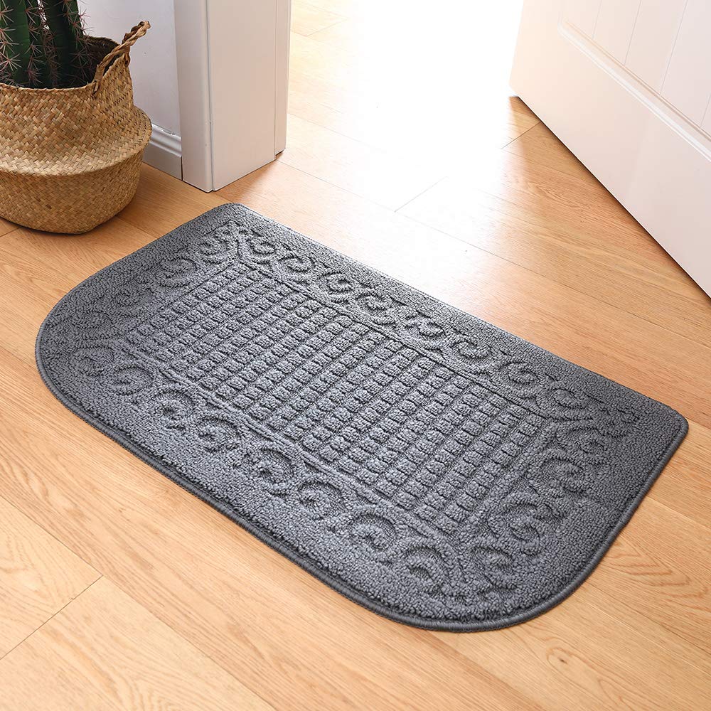 COSY HOMEER 32X20 Inch Anti Fatigue Kitchen Rug Mats are Made of 100% Polypropylene Half Round Rug Cushion Specialized in Anti Slippery and Machine Washable (Grey 3pcs)