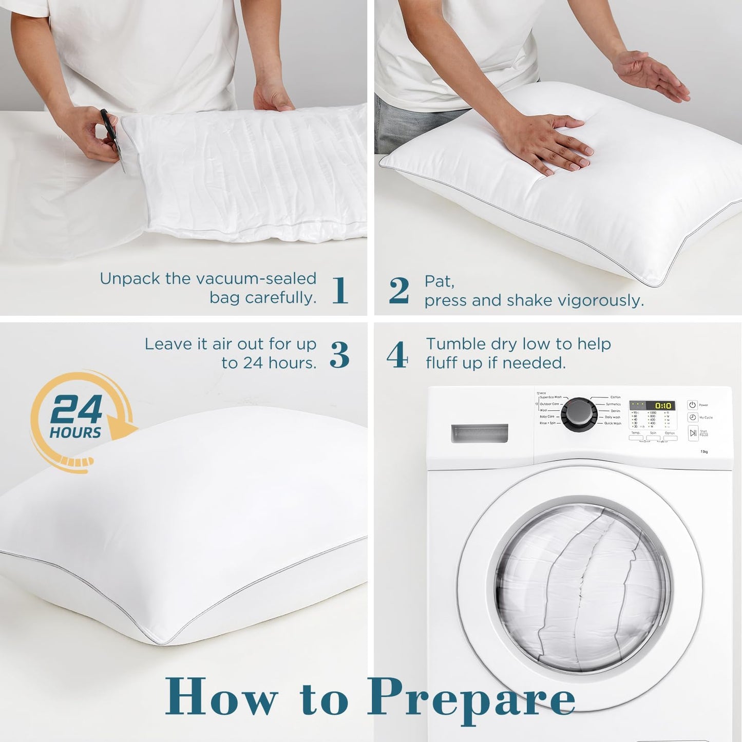 viewstar Bed Pillows King Size Set of 2, Hotel Collection, Down Alternative Firm Pillow for Side, Back or Stomach Sleepers, White