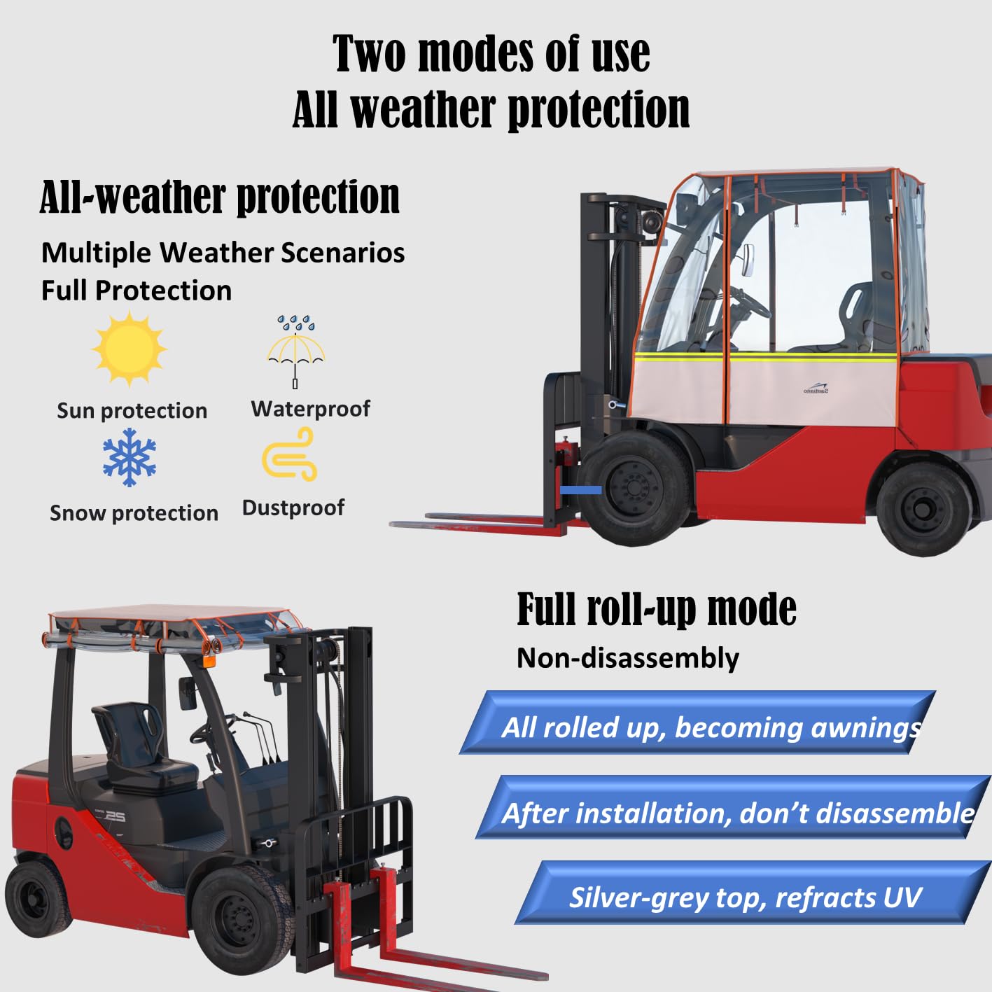 Santiano Forklift Cover,All-Weather Use, Multi-Functional, No Disassembly, Waterproof, Dustproof, Wind & Snow Protection,600D Oxford&EVA Eco-Friendly Material - Work Year-Round!Up to 6000 Lbs
