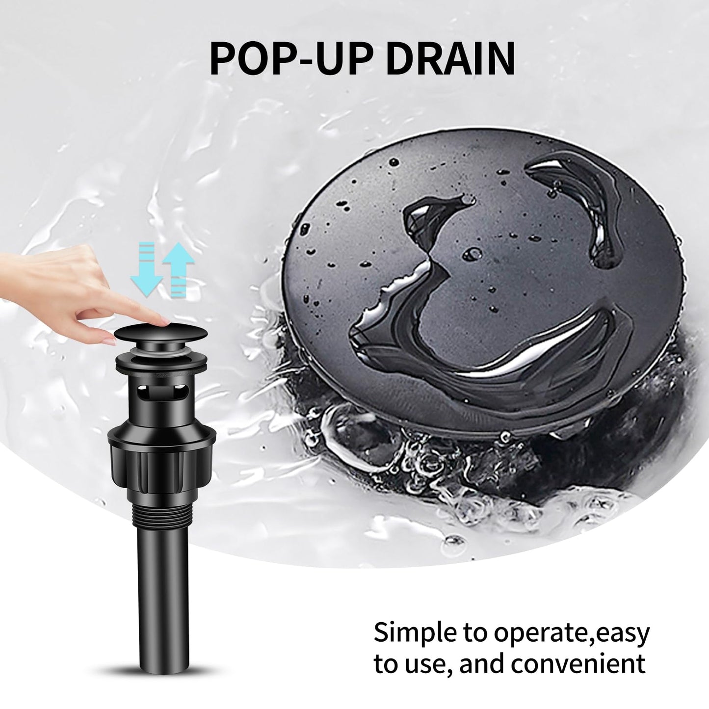 YXOCVIR Bathroom Faucet Single Hole Single Handle Vanity Modern Sink RV Black Bathroom Faucet with Pop-up Drain for 1 - or 3 Hole Sink (Black)