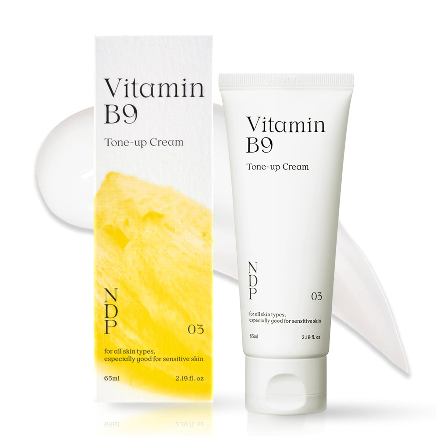 NATURAL DERMA PROJECT Vitamin B9 Cream Makeup Primer for Face (65ml / 2.19 Fl Oz) Hydrating Primer, Tinted Moisturizer, Natural Tone Up, Glass Skin, Flawless, Dewy Glow, Radiance, Niacinamide, NDP