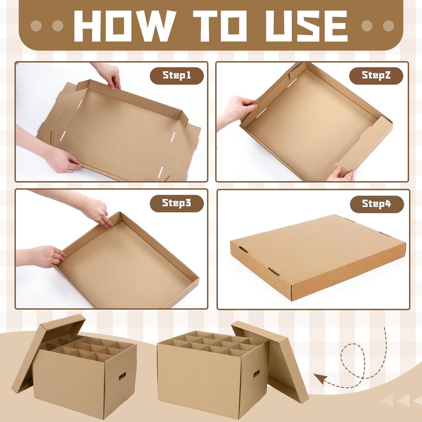 Gilprop 20 Pack File Box Lids, Fits for 15" x 12" x 10" Cardboard Letter or Legal File Moving Boxes Covers for Packing Moving and Storage Supplies, Box Not Include(Brown)