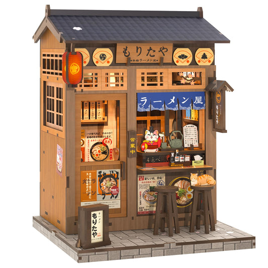 Cutefun Book Nook Kit - DIY Miniature House Kit for Adults, Japanese Tiny House Building Kit with LED, Dollhouse Kit Bookshelf Insert Decor Creative Gifts for Teens and Beginners (Morita Ramen)