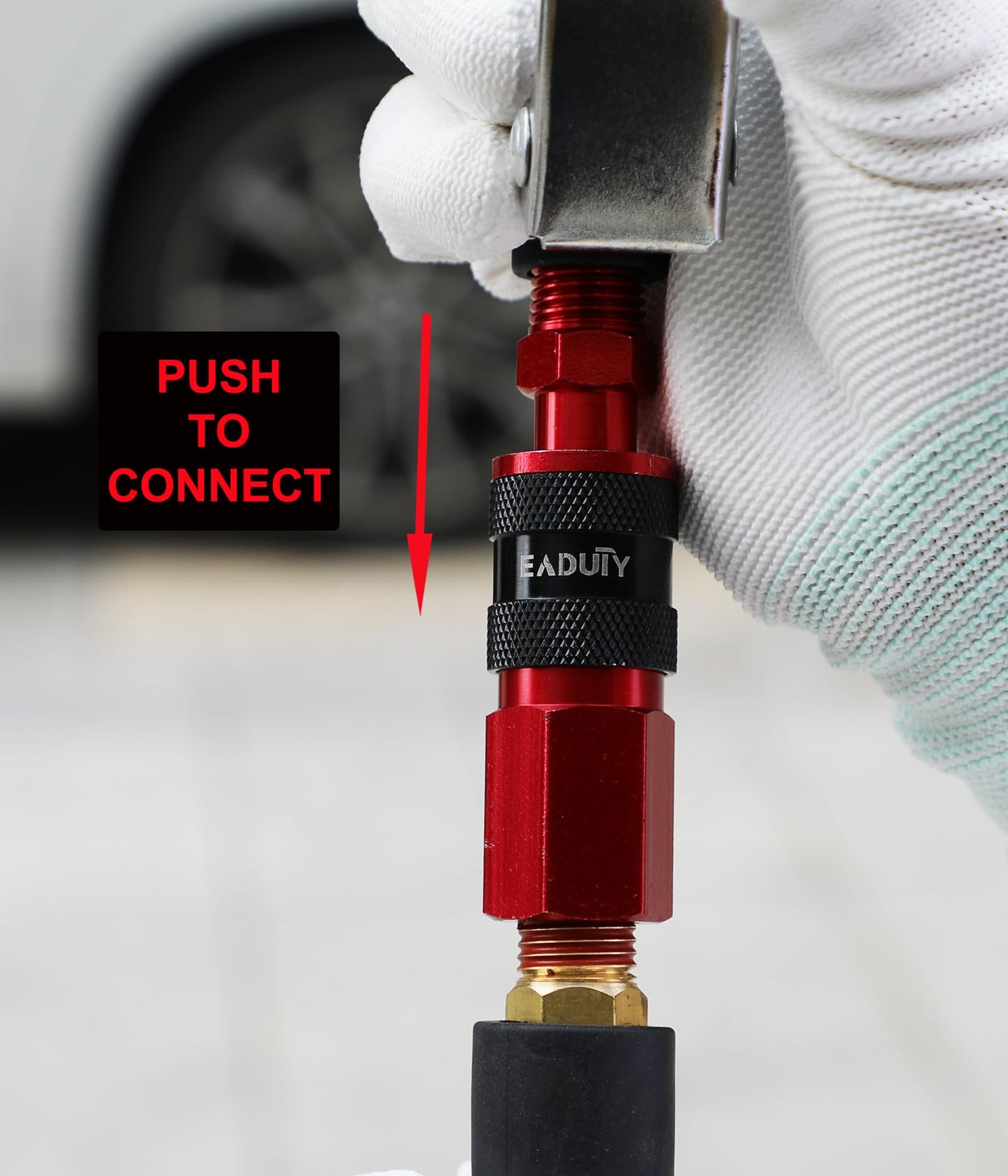 EADUTY Heavy Duty Reinforced Polyurethane Air Hose 1/4 in x 100 ft, Lightweight, Flexible Compressor Hose with Universal Quick Coupler, Plug and Bend Restrictors, Red