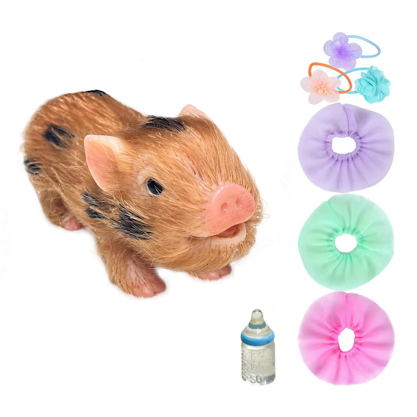 OtardDolls Lifelike Mini Pig Dolls, 5 Inch Full Silicone Soft Reborn Piggy Dolls Mini Realistic Newborn Cute Realistic Real Toddler Pig Toy with Toy Accessories for Happy Birthday