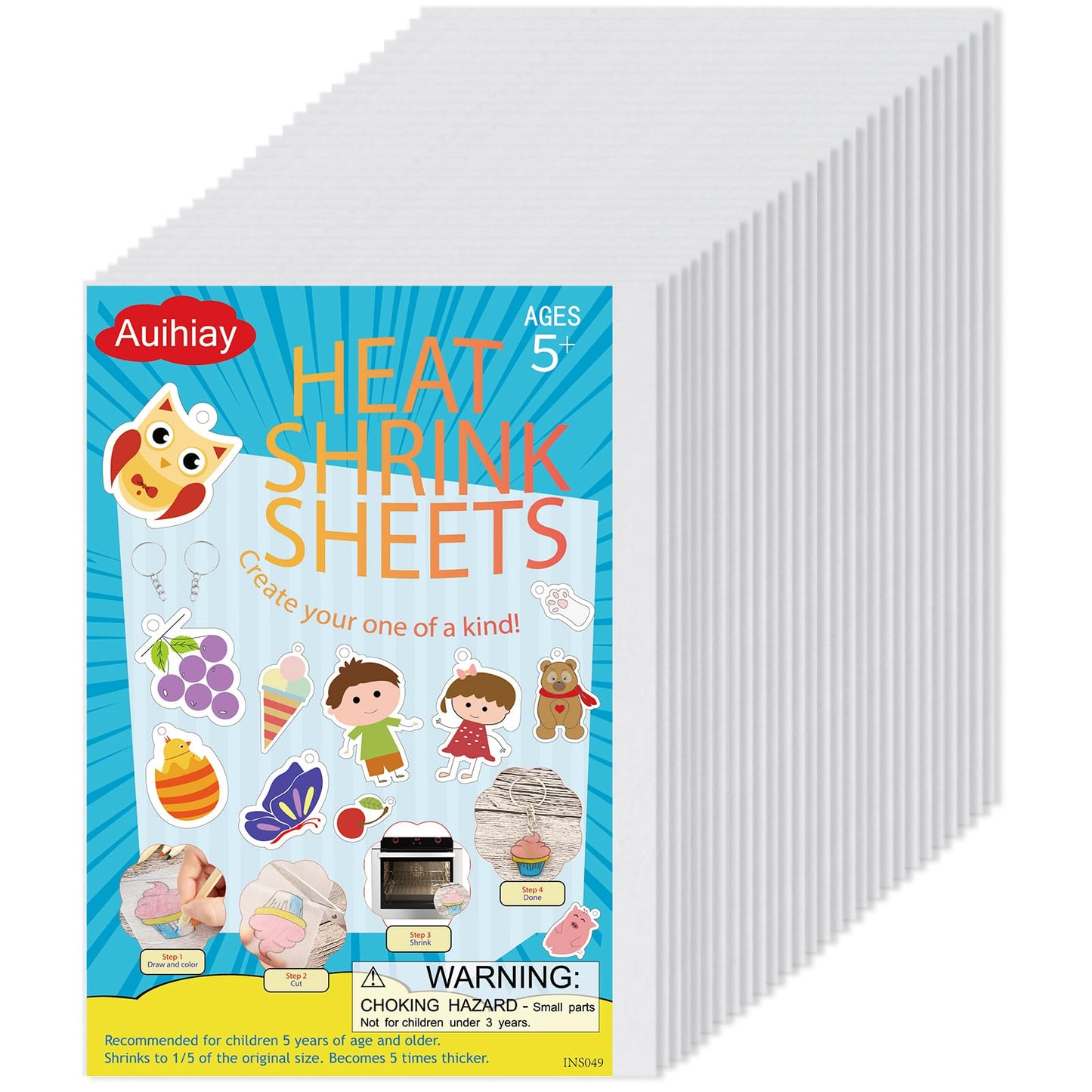 Auihiay 80 Pieces Shrink Plastic Sheets, Shrink Films Papers, Shrinky Art for Creative Handicrafts, Halloween and Christmas Ornaments (7.9 X 5.7 inch)