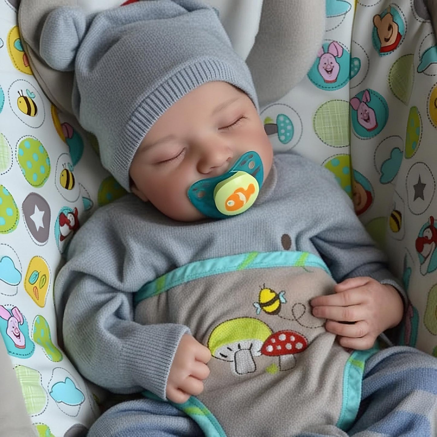 JIZHI Lifelike Reborn Baby Dolls - 17 Inch Realistic Newborn Baby Dolls Real Life Baby Dolls Full Vinyl Poseable Body Sleeping Baby Boy with Feeding Kit for Children 3+