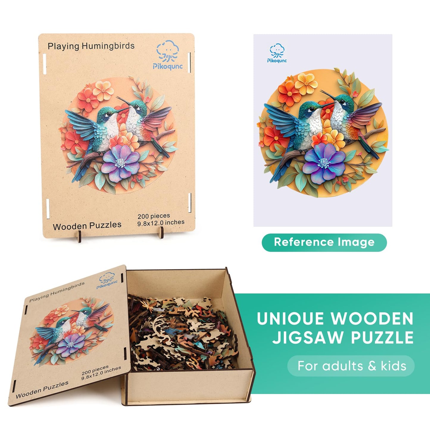 Pikoqunc Wooden Puzzles for Adults Playing Hummingbirds Puzzles 500pcs