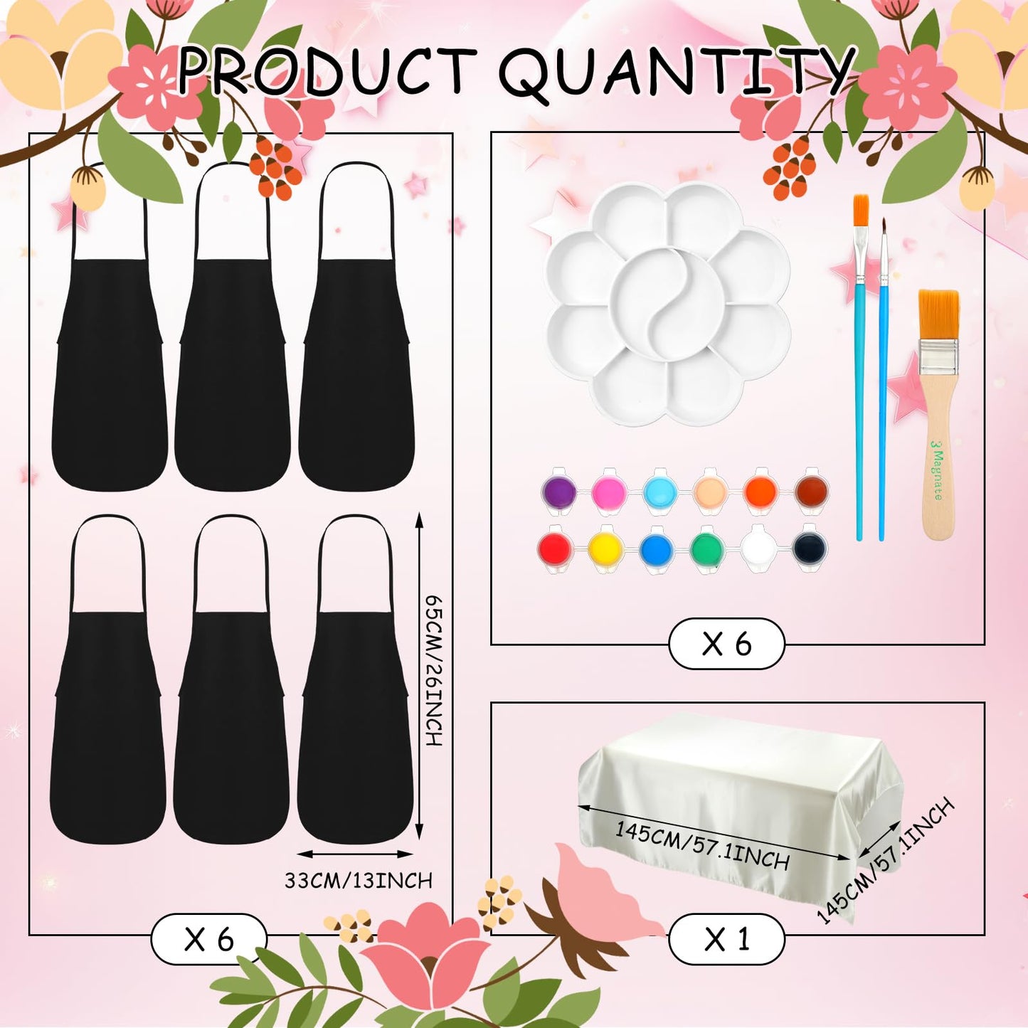 Motipuns 6sets Flower Bouquet Handprint Art Craft DIY Kit Customized Mothers Day Gift Handprint Ornament Kit Personalized Handprint Flowers Frame Sign for Mother Grandma Birthday Gift