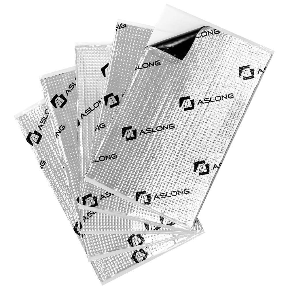 ASLONG 80 mil 26.9 sqft Car Sound Deadening Mat, Butyl Automotive Sound Deadener, Audio Noise Insulation and dampening Material, Silver