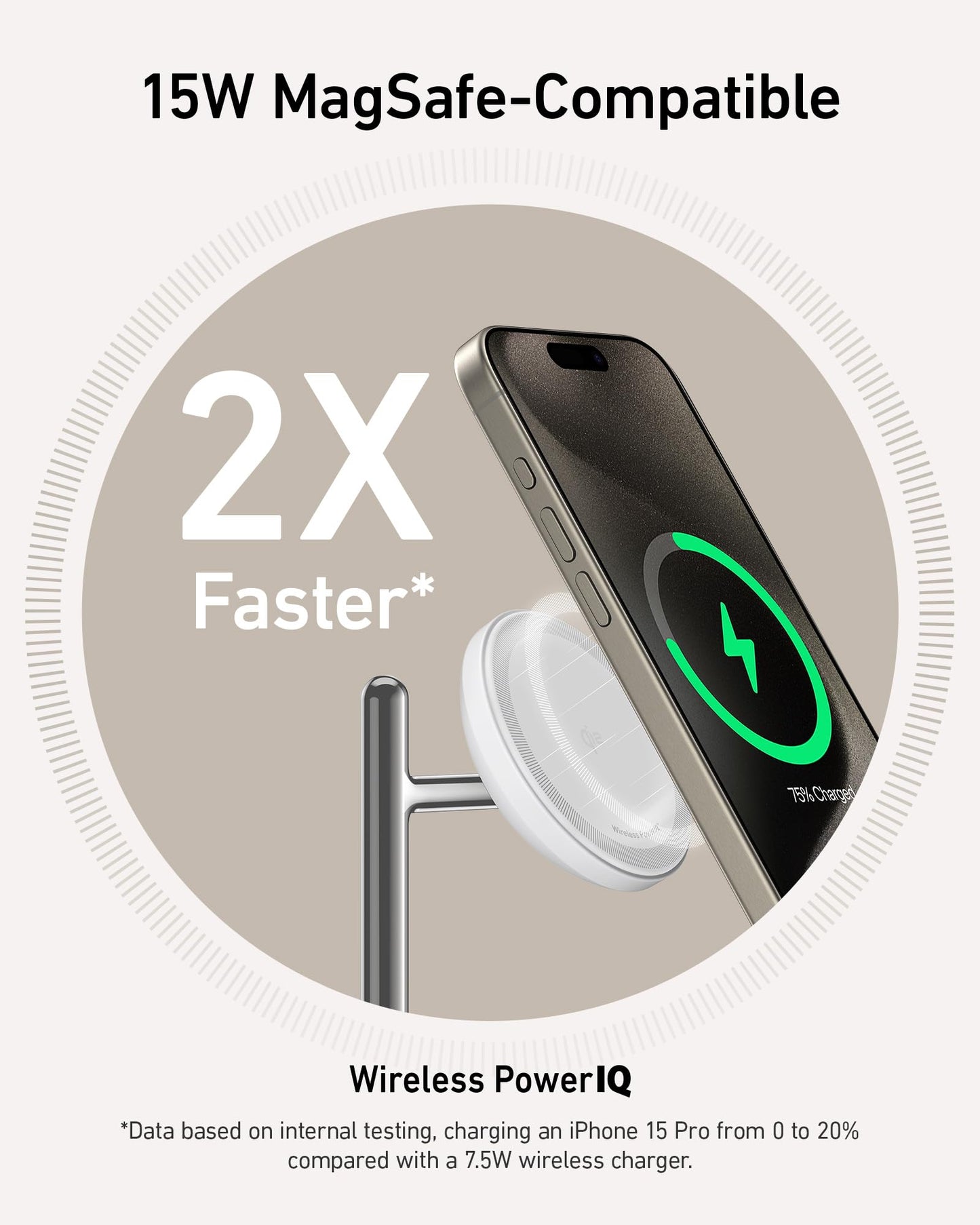 Anker MagSafe-Compatible iPhone 16 Wireless Charging Stand, MagGo 3 in 1 Wireless Charging Station, Qi2 Certified 15W Wireless Charger, Desk Accessory, for iPhone 16/15/14/13/12, Apple Watch, AirPods