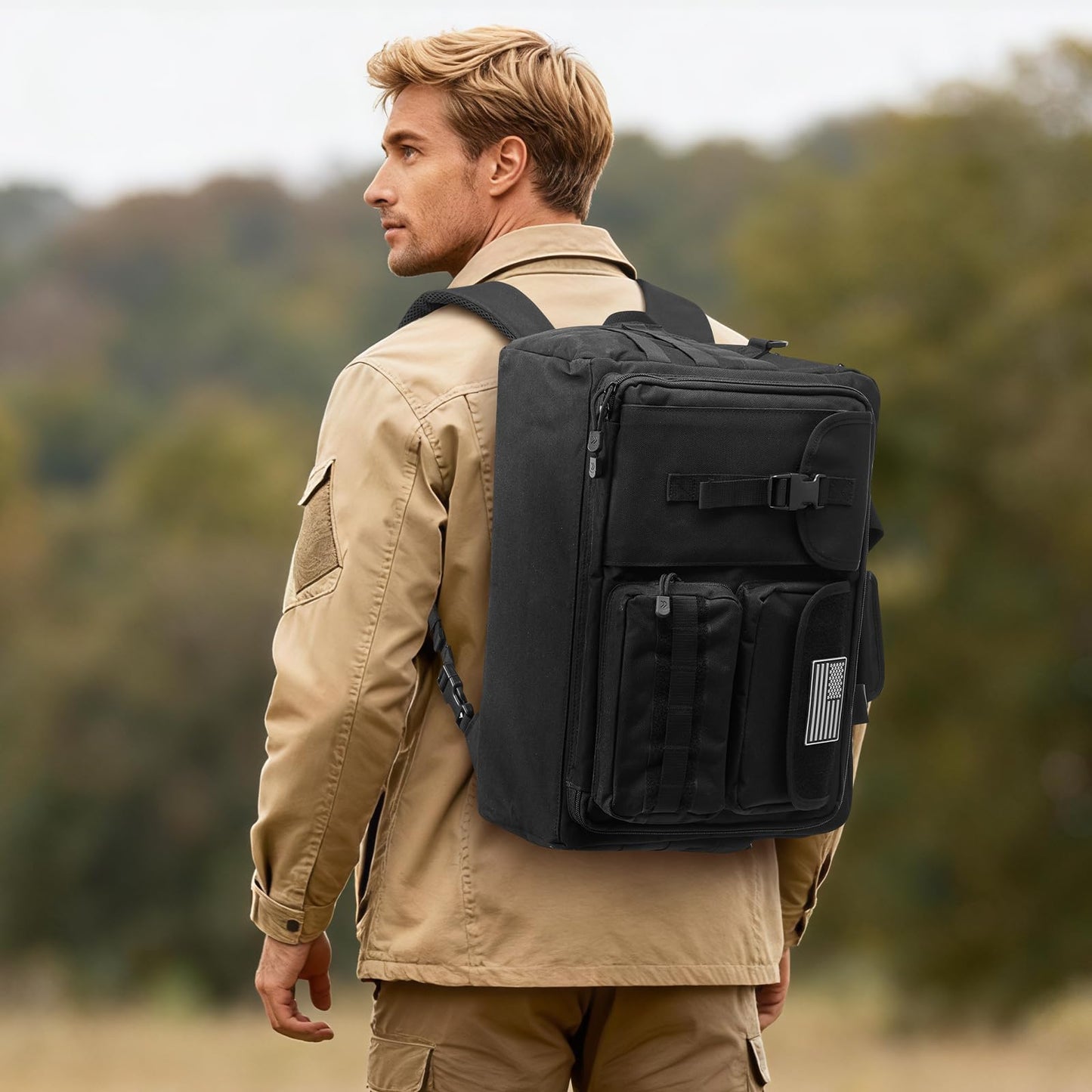 G4Free 17.3 Inch Laptop Messenger Bag for Men, 3-in-1 Backpack for Travel Work Weekender, Large Tactical Shoulder Bag (Black)