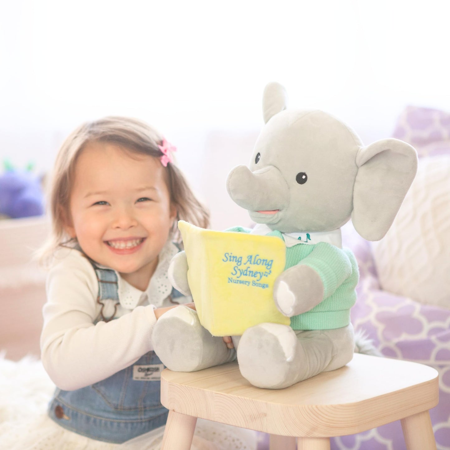 Cuddle Barn - Sing Along Sydney | Animated Plush Elephant Sings 5 Classic Nursery Rhymes | Musical Stuffed Animal | Mouth and Body Moves to Music | Great Gift for Toddler Boys and Girls - 12"