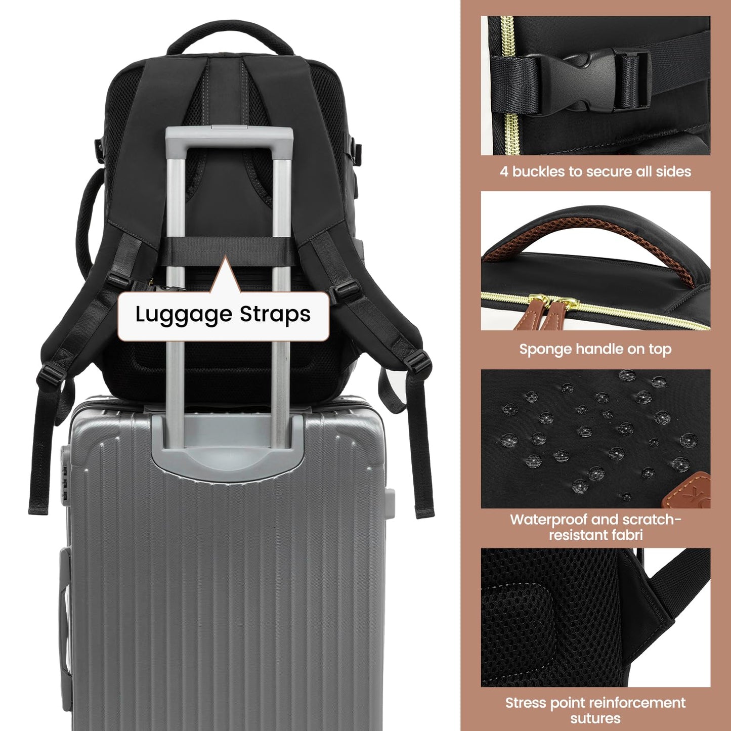 LOVEVOOK Travel Backpack for Women, 40L Carry On Backpack with 3 Packing Cubes,TSA Personal Item Travel Bag Airline Approved, Water Resistant Weekender Overnight Luggage Daypack, Fits 17 Inch Laptop