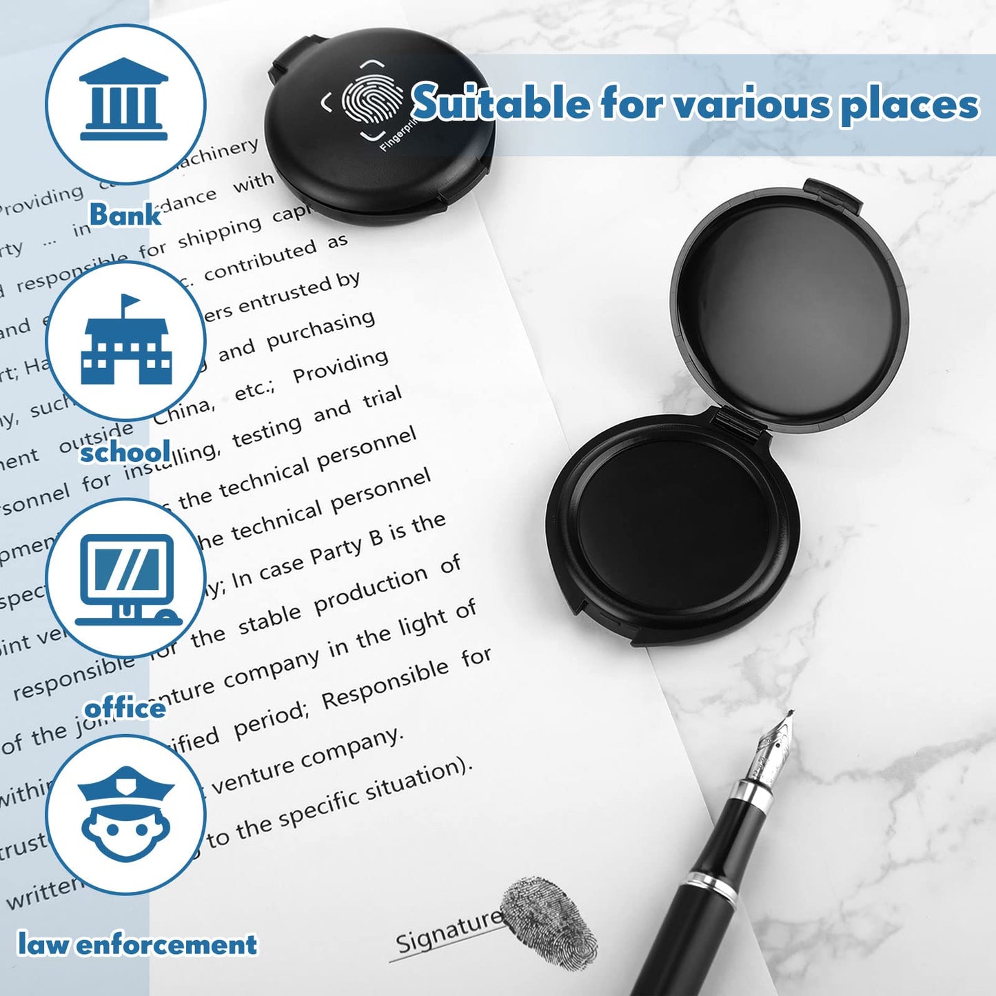 50 Pcs Fingerprint Ink Pad Black Finger Print Stamp Pad Mini Inkless Thumbprint Pads for Home Office Bank Identification Security ID Fingerprint Cards Law Enforcement Notary Supplies, 2.3 x 2 Inch
